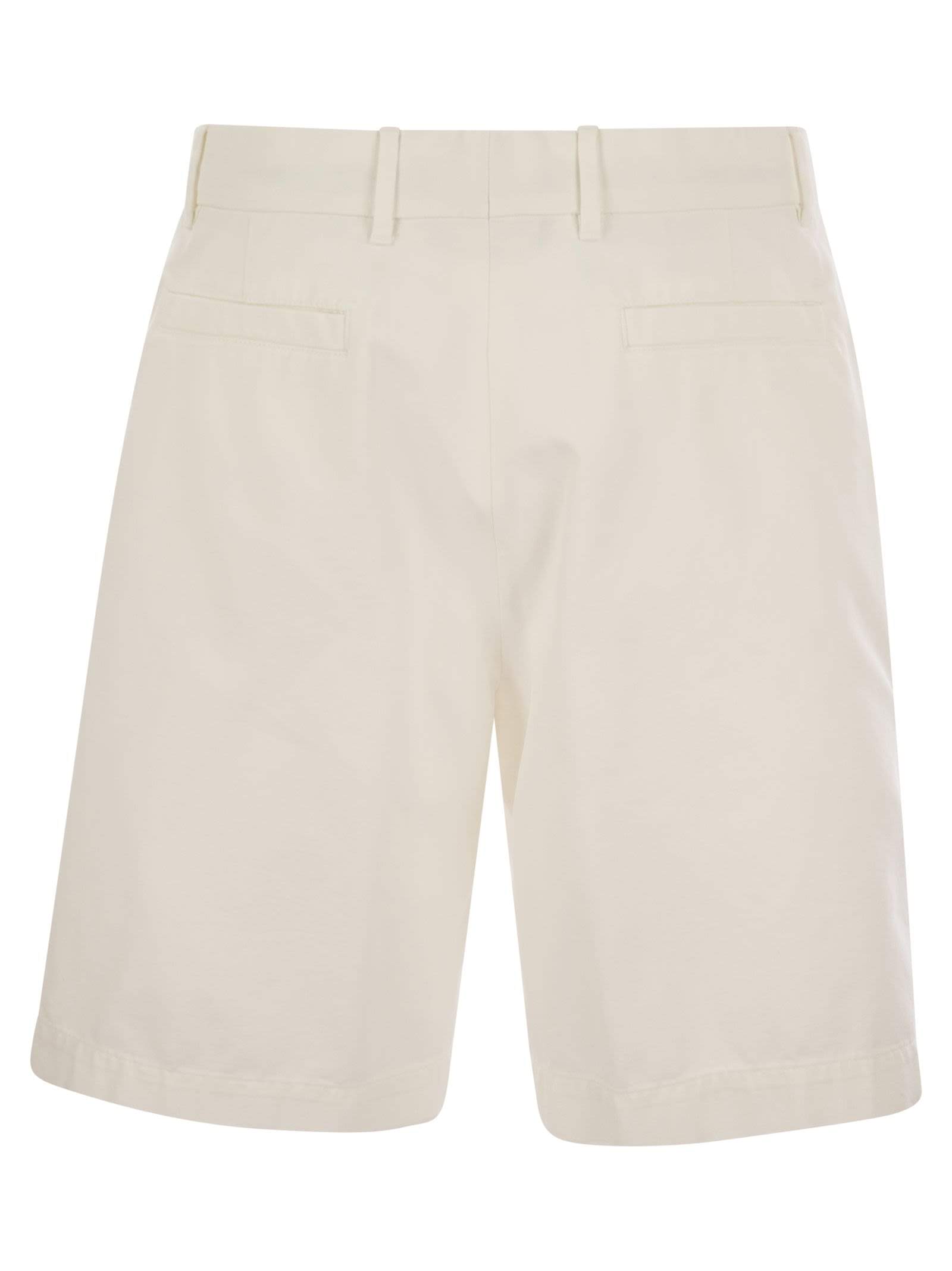 Brunello Cucinelli Men Cotton Gabardine Bermuda Shorts