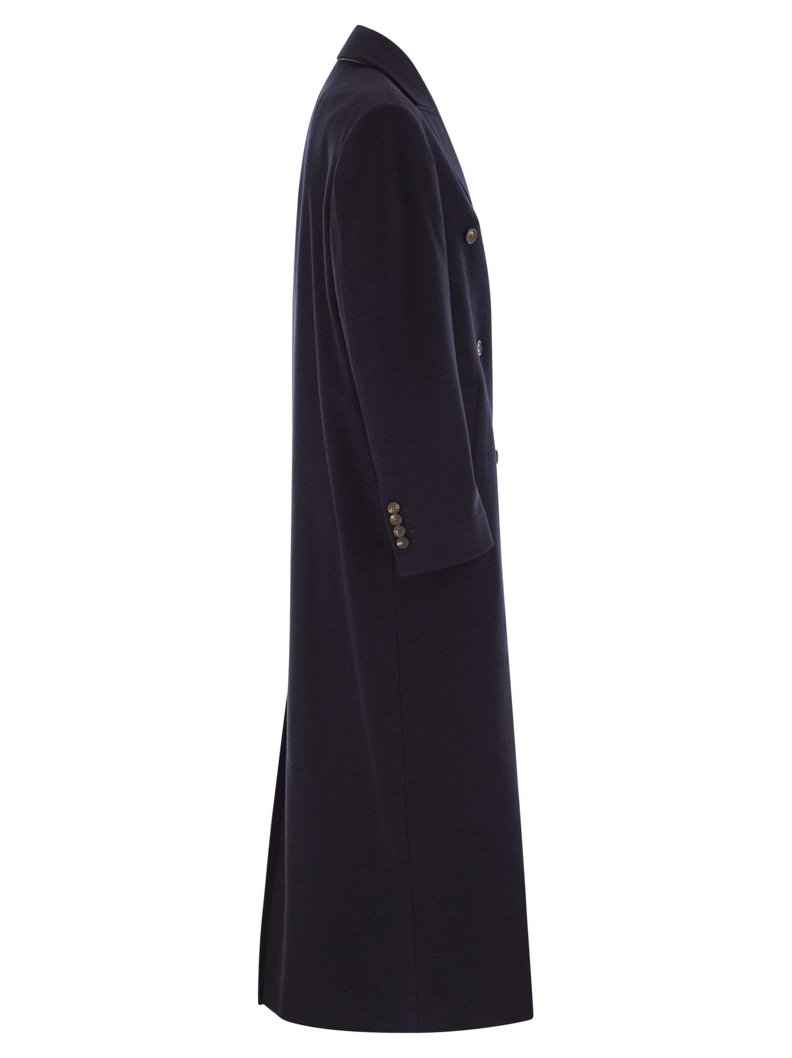 Brunello Cucinelli Women Long Wool Coat With Jewellery