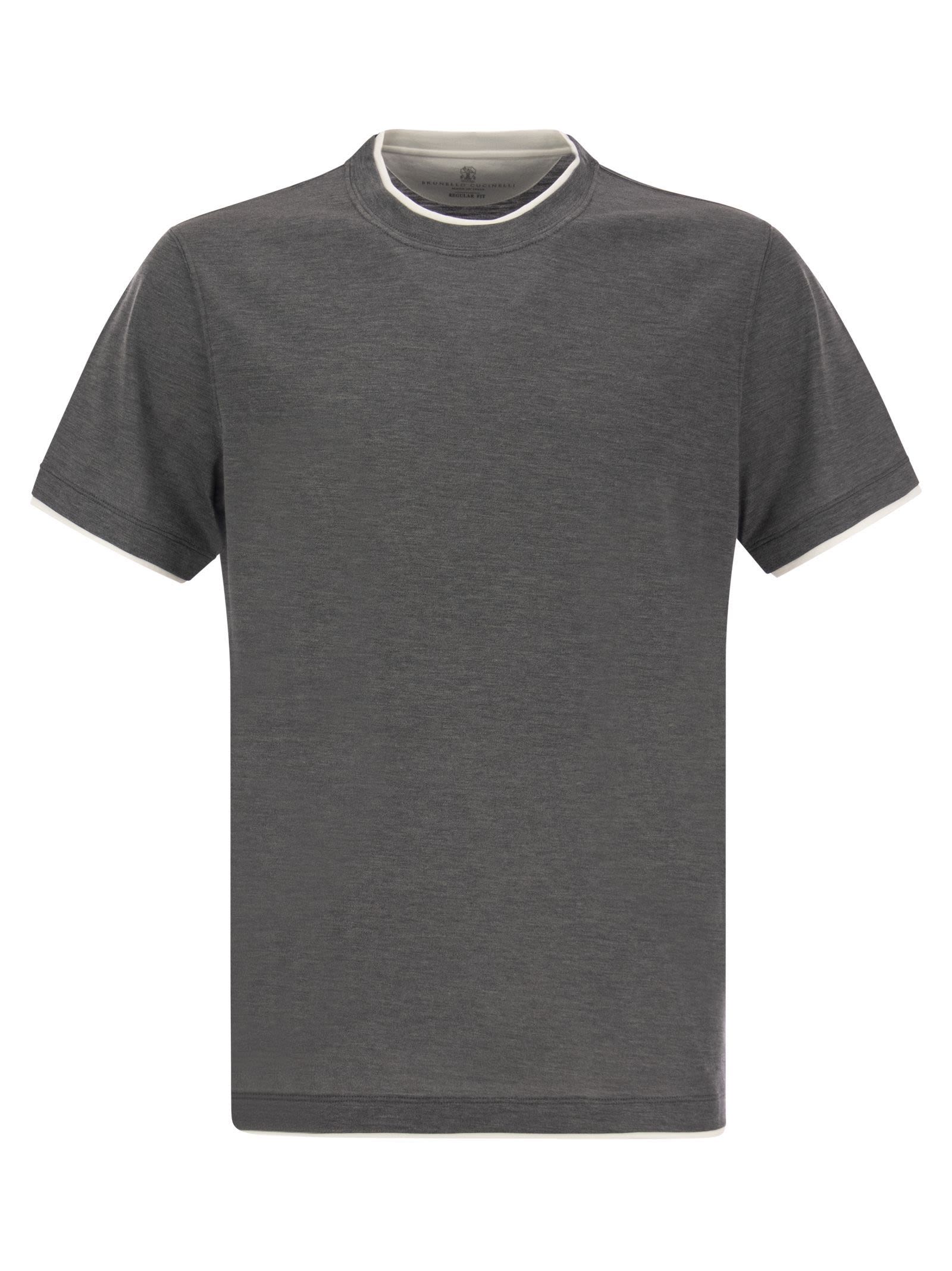 Brunello Cucinelli Men Silk And Cotton T-Shirt