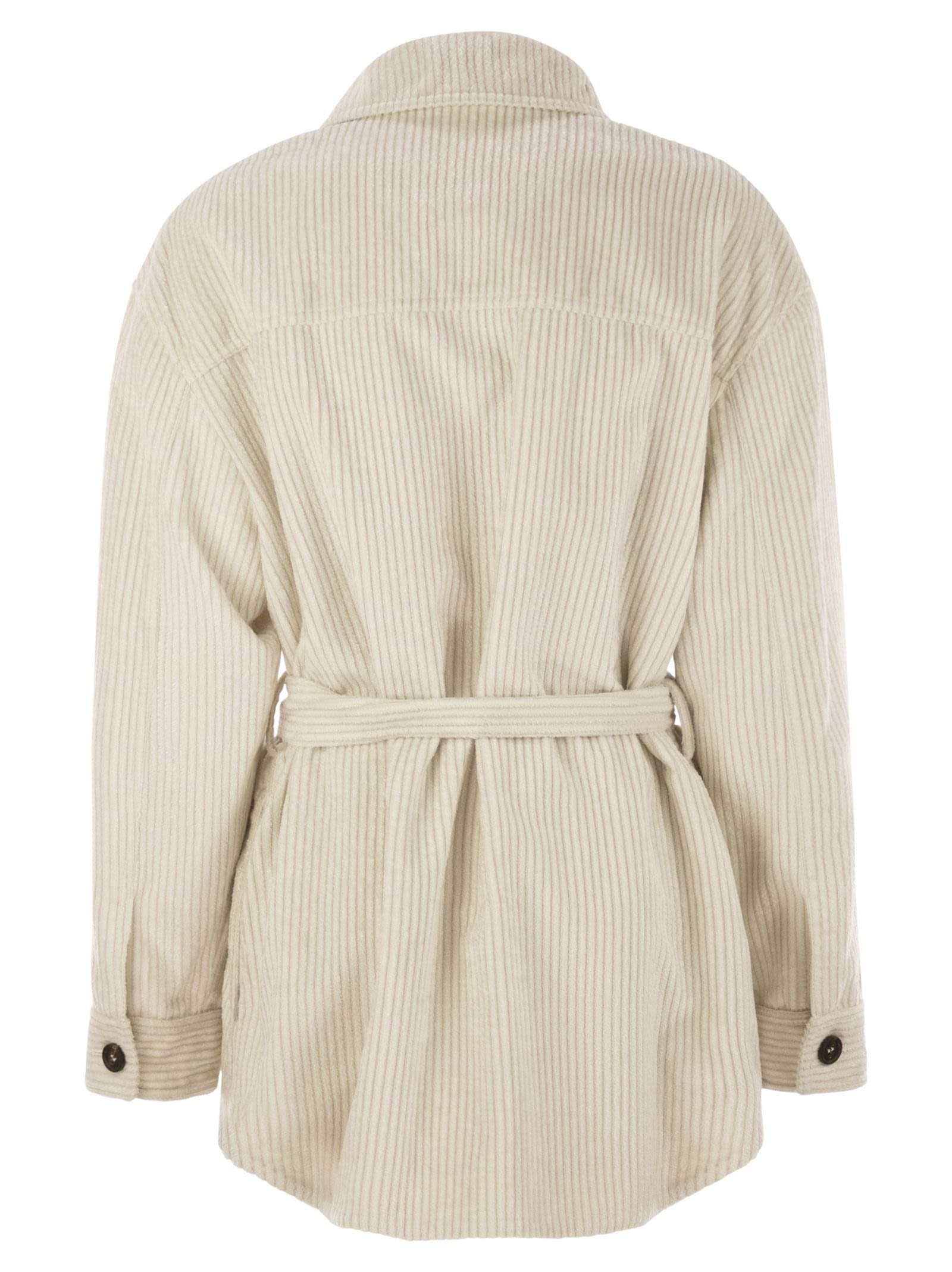 Brunello Cucinelli Women Corduroy Safari-Style Jacket With Jewellery