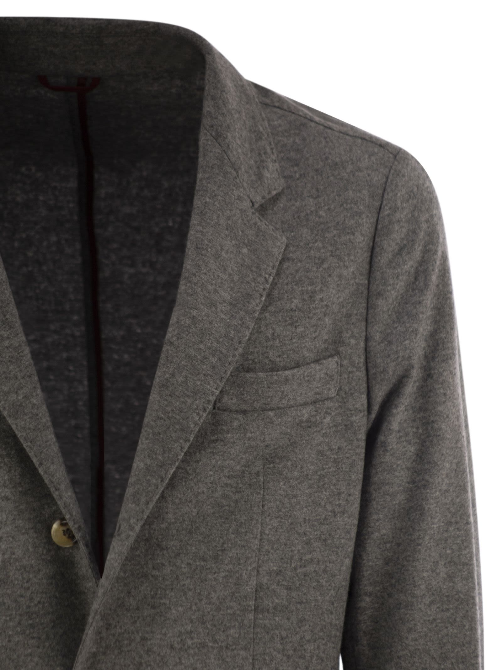 Brunello Cucinelli Men Cashmere Jersey Blazer With Patch Pockets