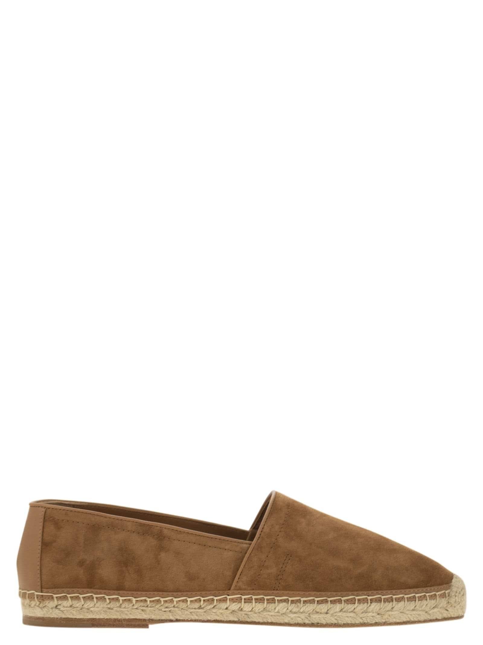 Brunello Cucinelli Men Washed Suede Espadrilles With Beading