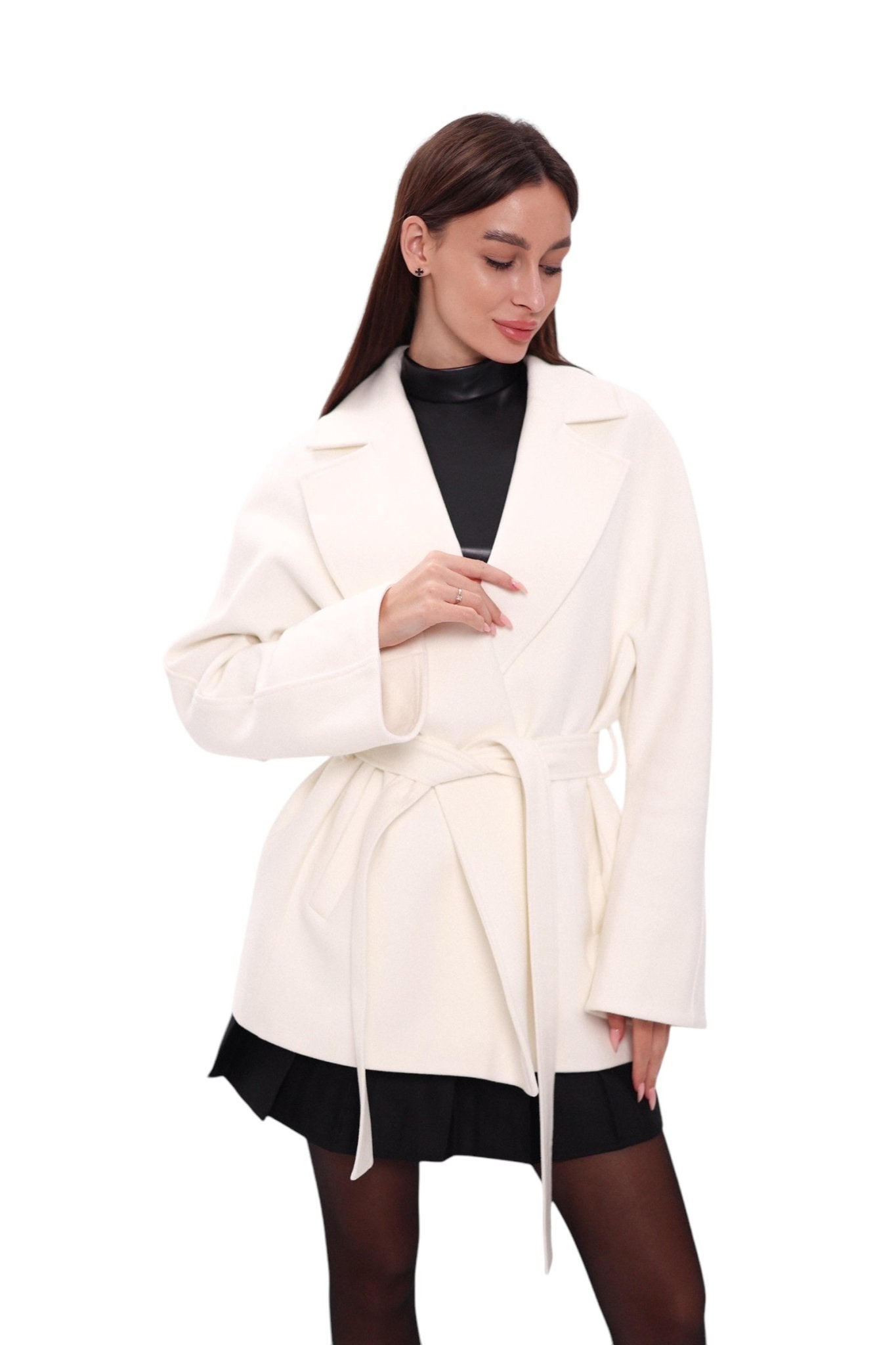 Astoria Midi Cashmere Wool Blend Coat in Ivory - Overture Gifts