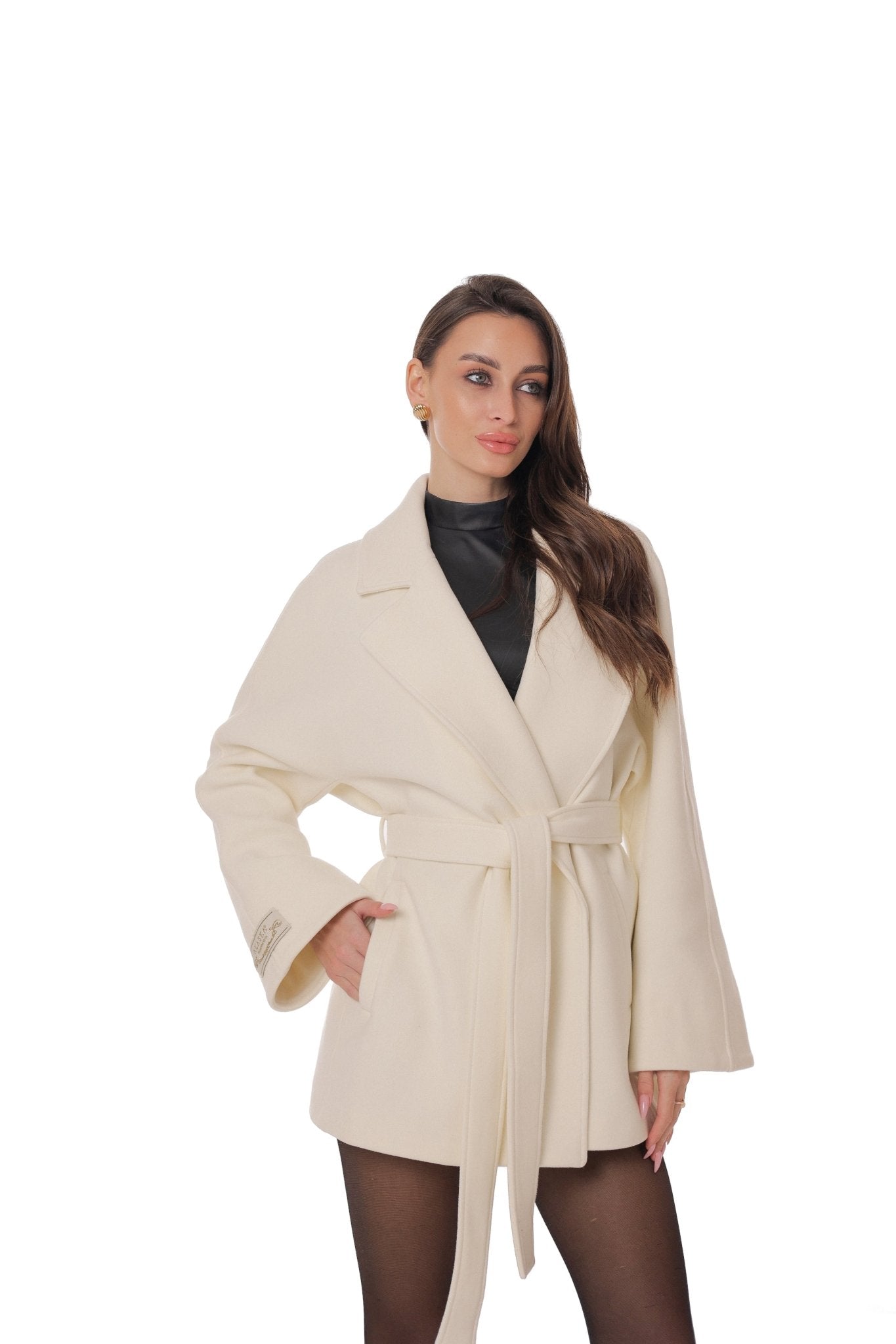 Astoria Midi Cashmere Wool Blend Coat in Ivory - Overture Gifts