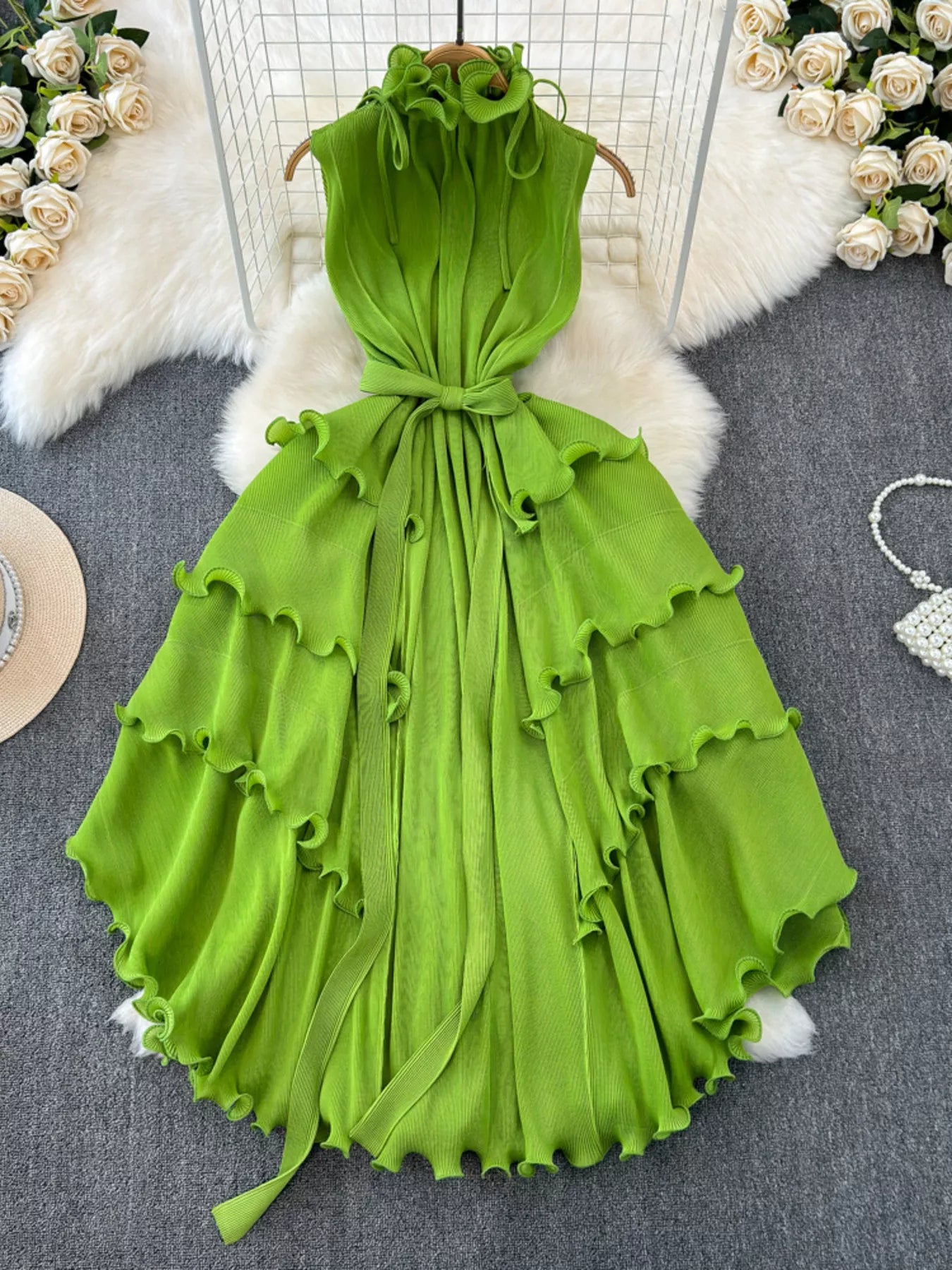 Ruffled Tiered Sleeveless Midi Dress