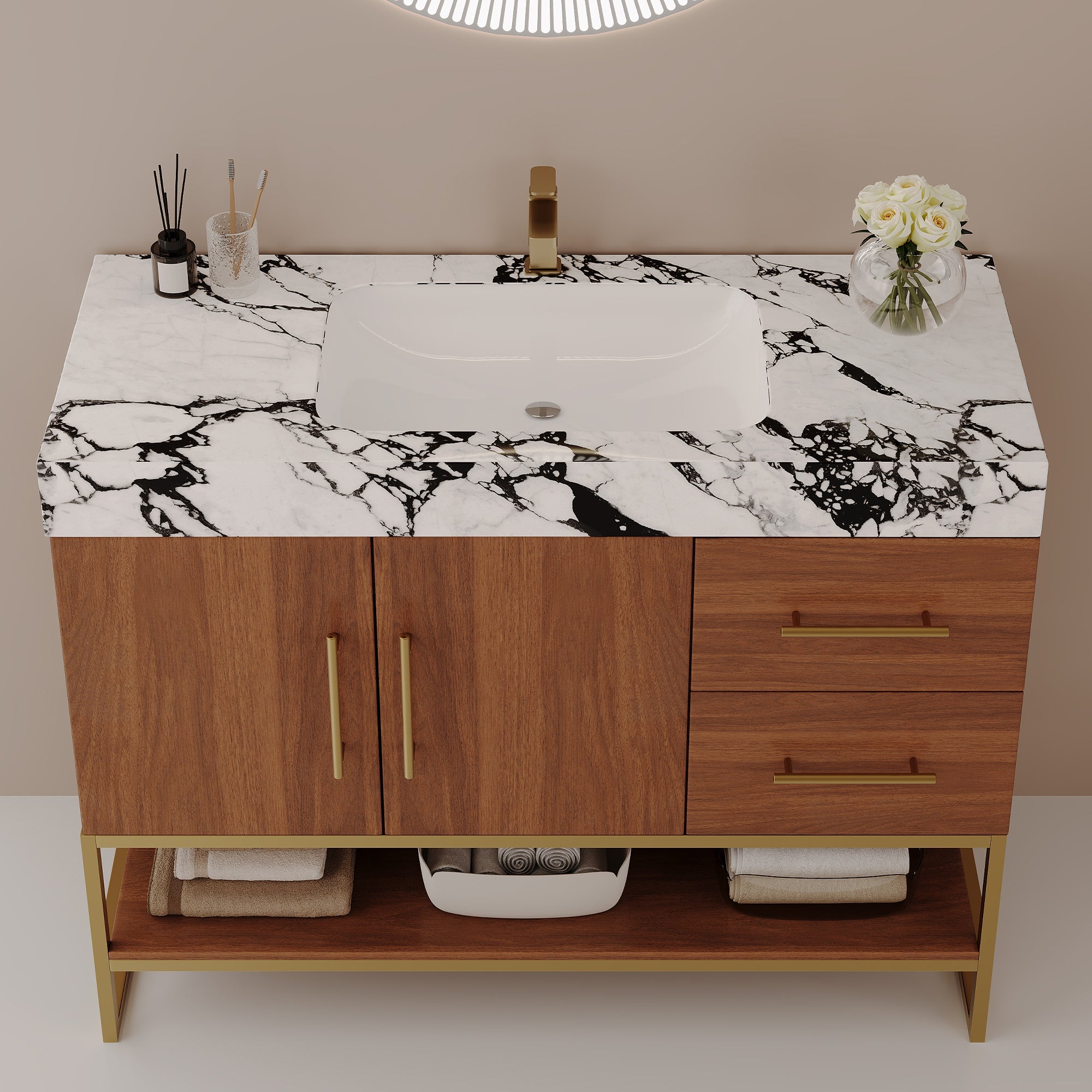 36" Modern Free-Standing Bathroom Vanity with Seamless Sink
