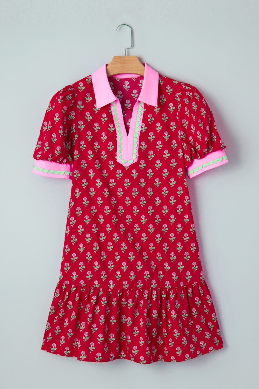 Floral Print Ruffle Hem Mini Dress