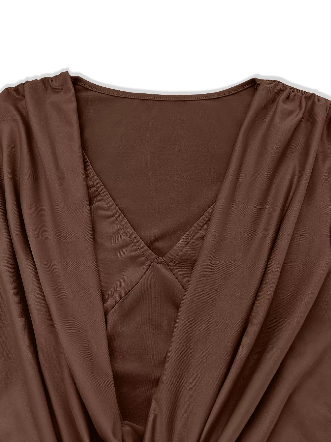 Draped V-Neck Long Sleeve Bodycon Mini Dress