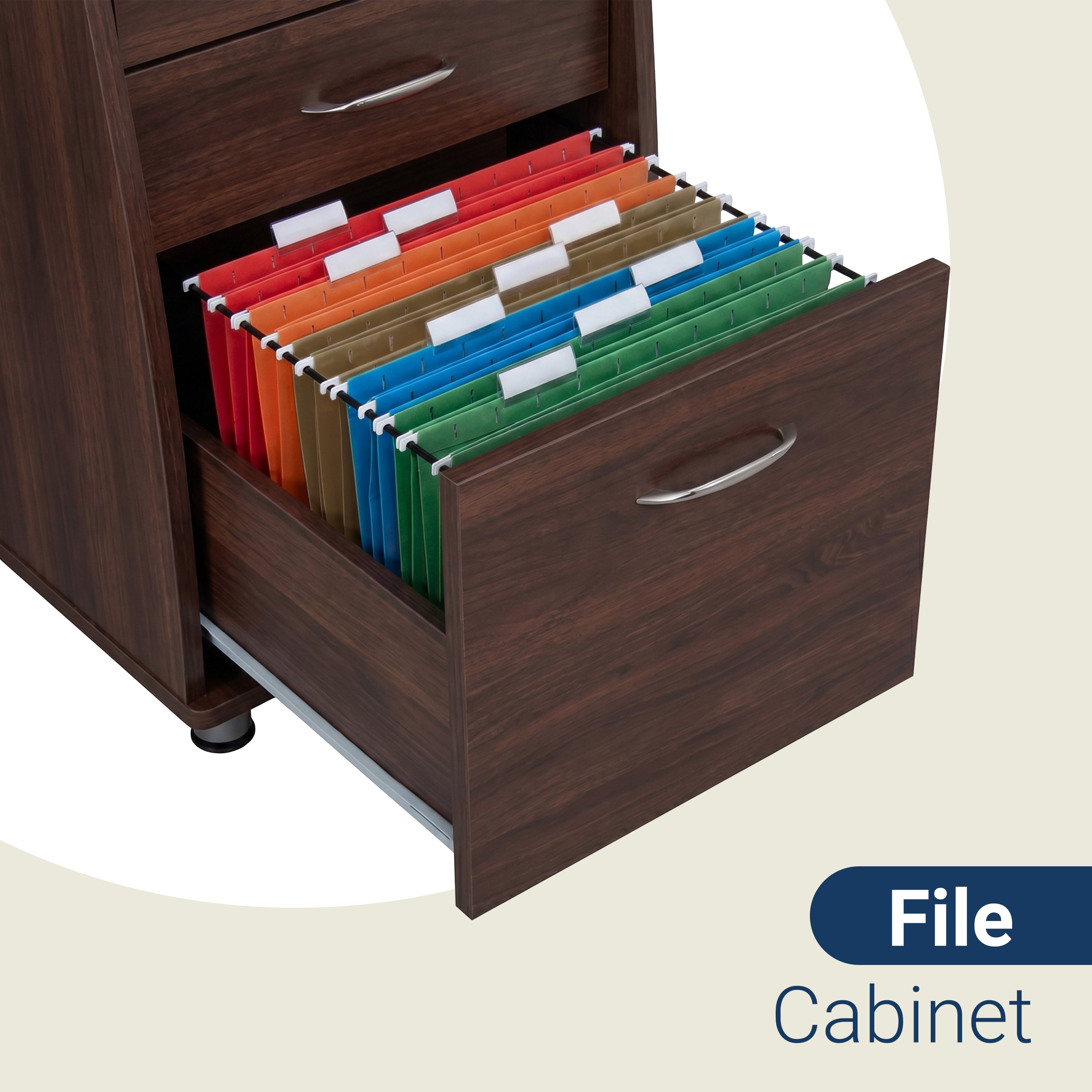 Techni Mobili Complete Workstation Computer Desk with Storage, Chocolate