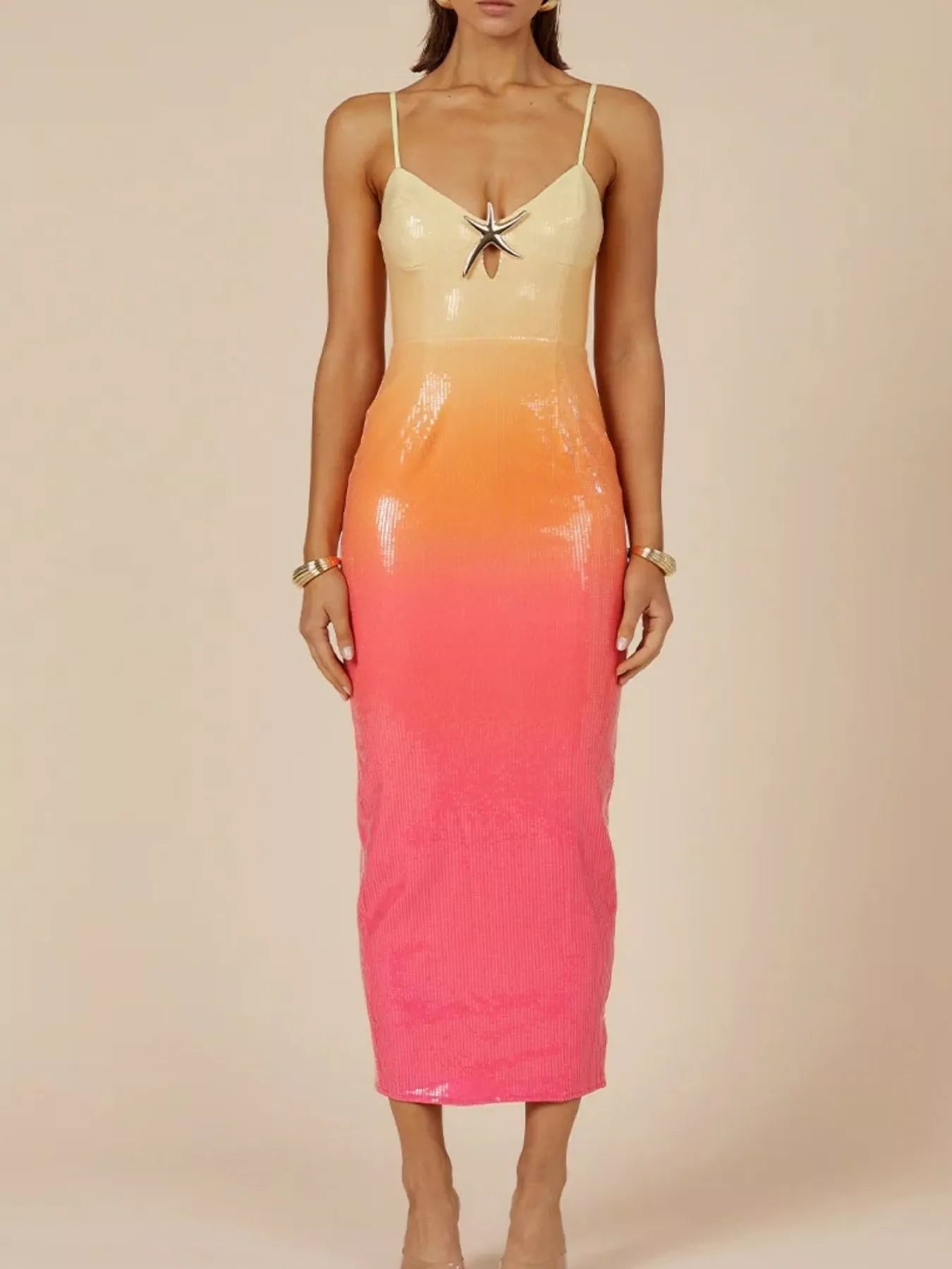 Slit Back Gradient Cami Dress