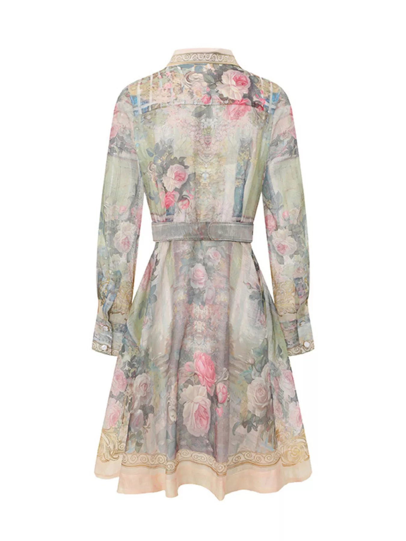 Floral Print Belted Shirt Dress