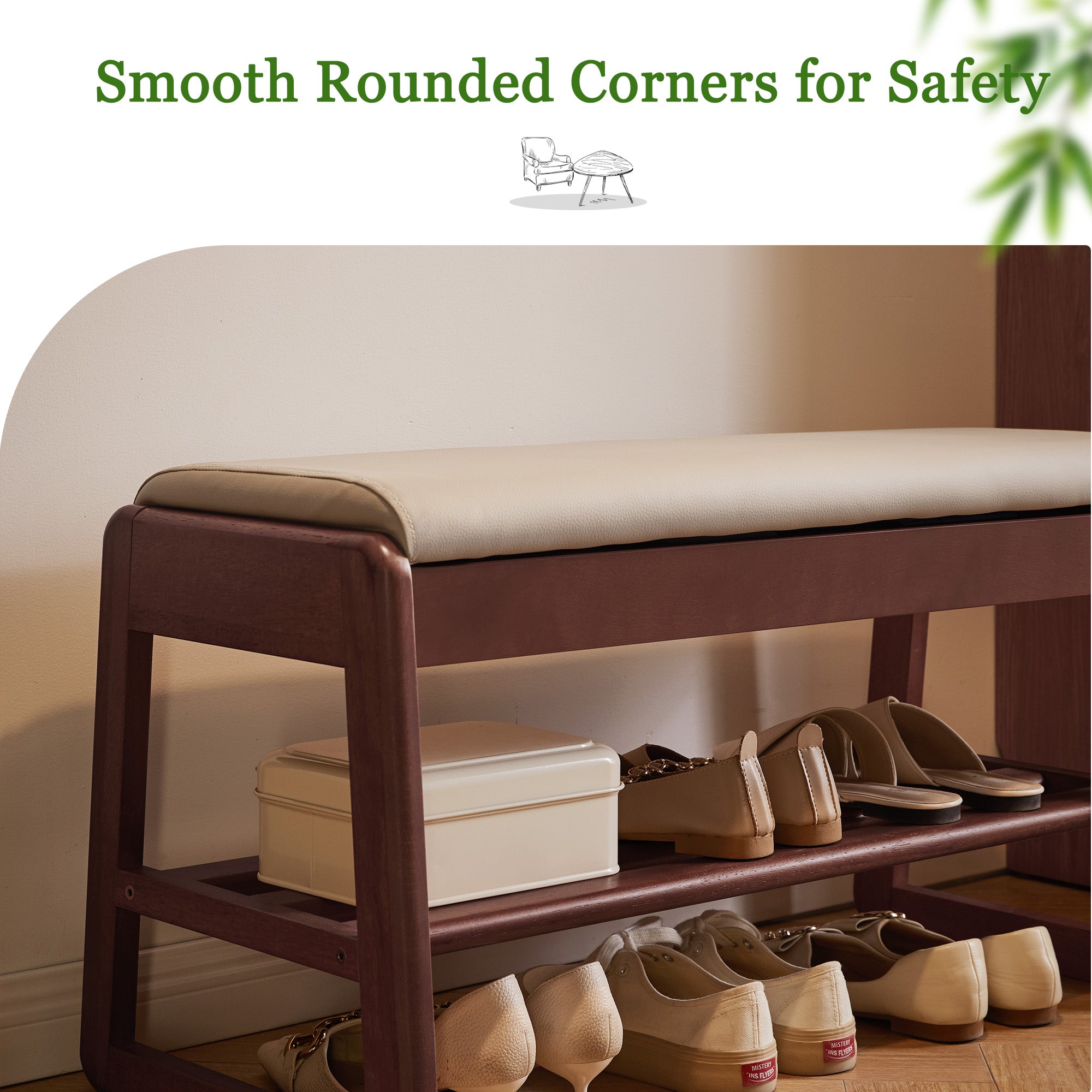 Wood Shoe Storage Bench