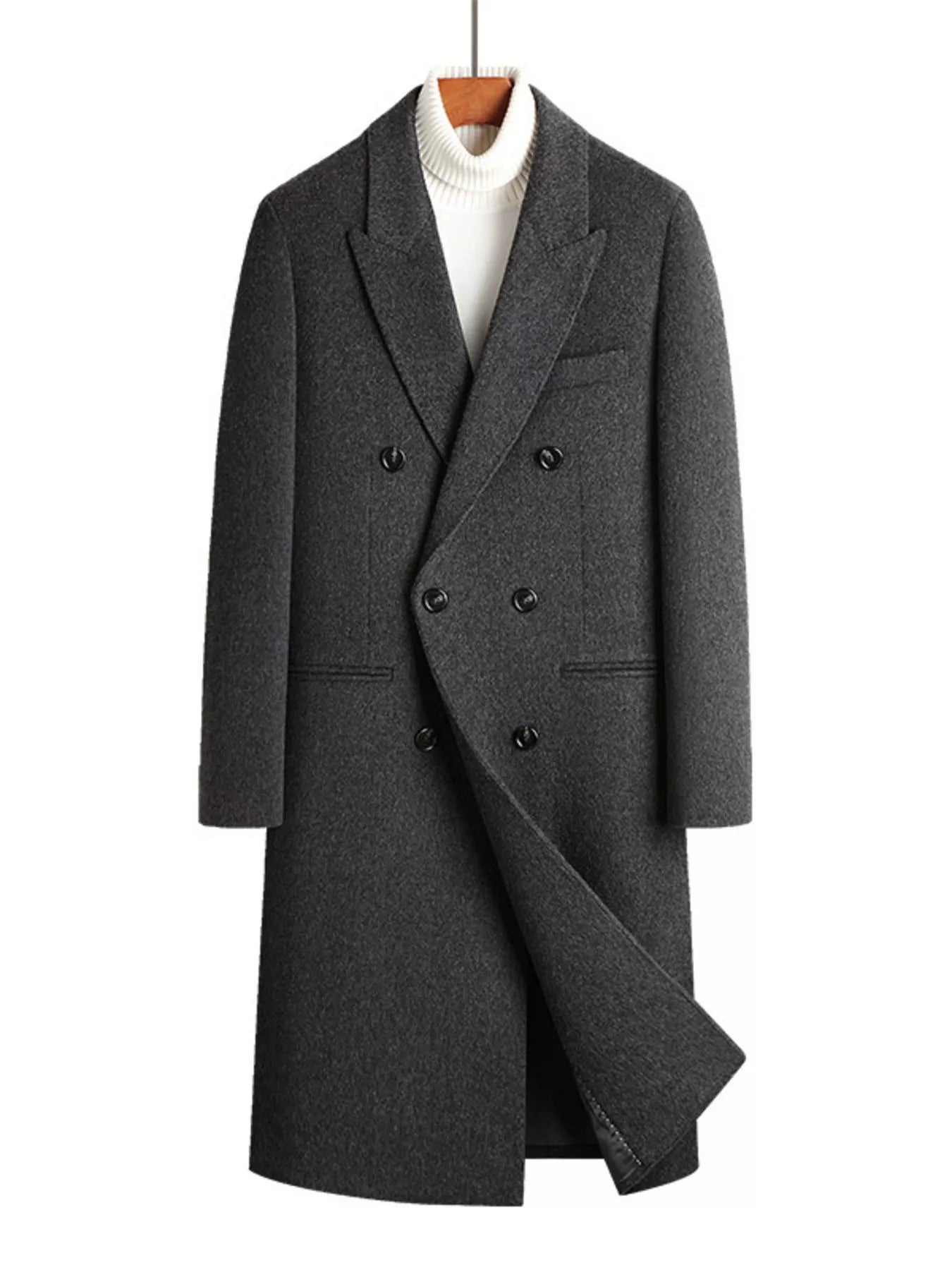 Men's Wool Blend Double-Breasted Overcoat