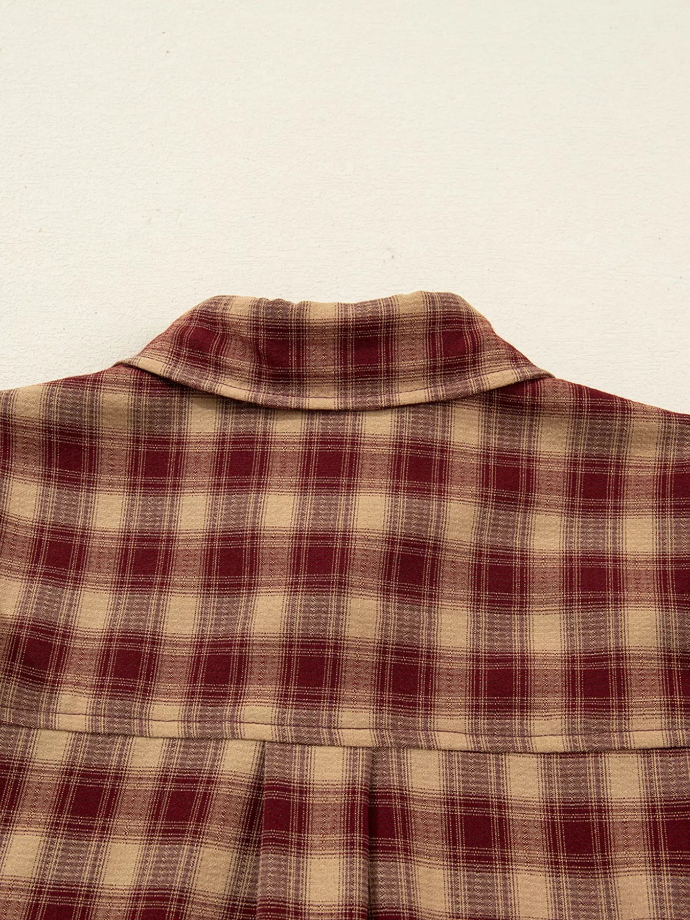 Plaid Print Ruffled Long Sleeve Patchwork Hem Mini Shirt Dress