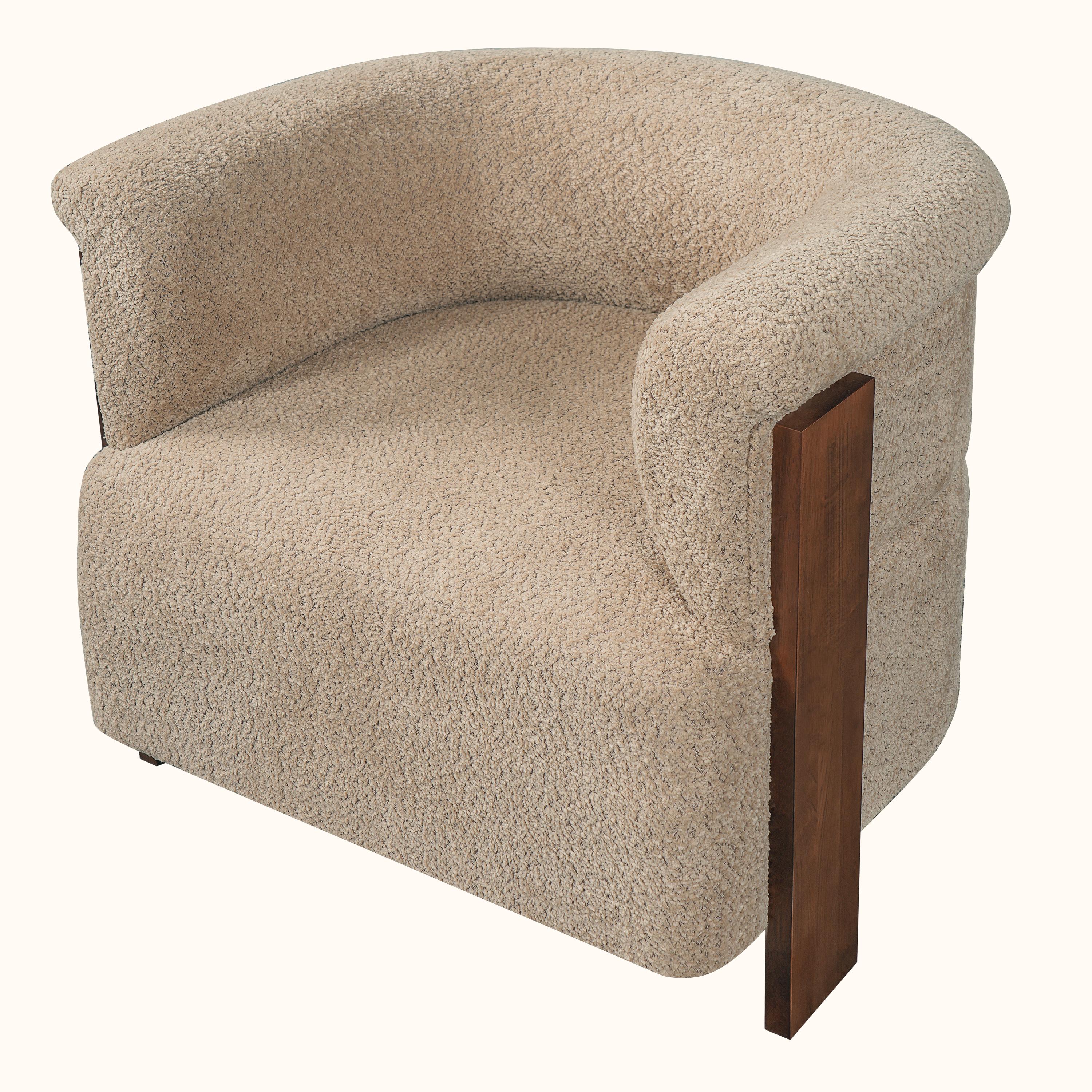 31.7" Mid-Century Curved Barrel Accent Chair