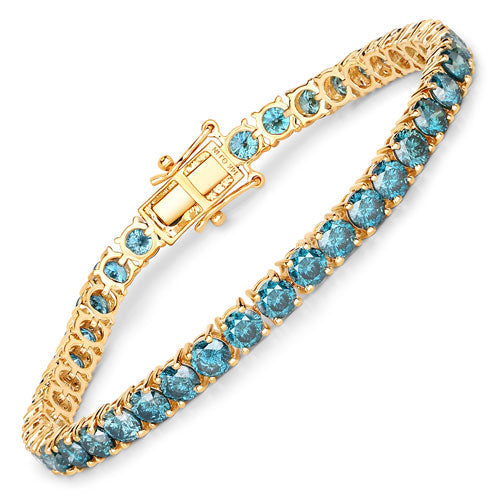 13.07 Carat Genuine Blue Diamond 14K Yellow Gold Bracelet