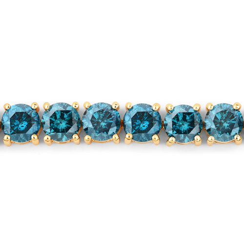 13.07 Carat Genuine Blue Diamond 14K Yellow Gold Bracelet