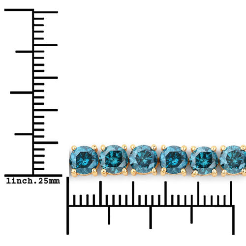 13.07 Carat Genuine Blue Diamond 14K Yellow Gold Bracelet