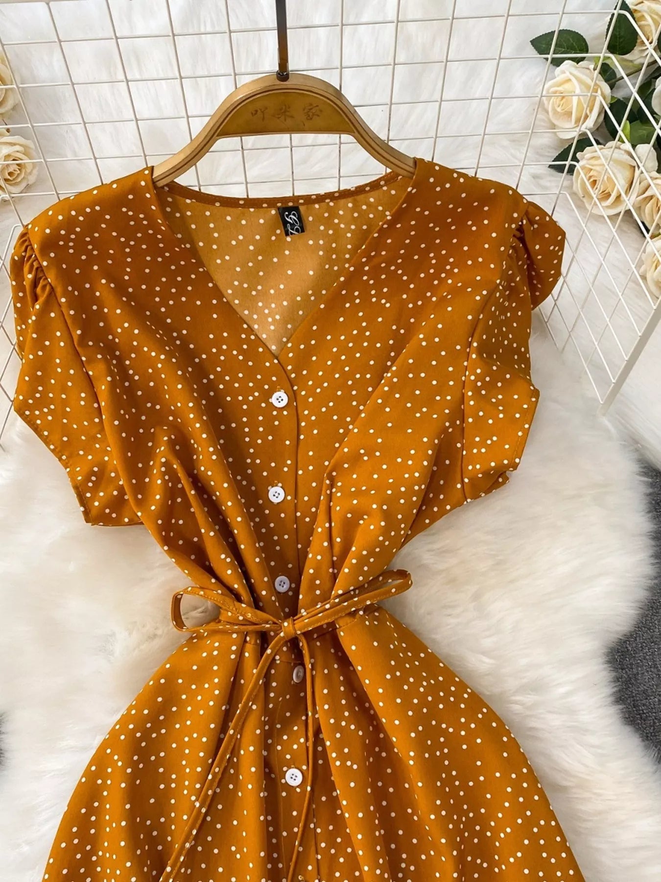 Polka Dot Button-Down Dress