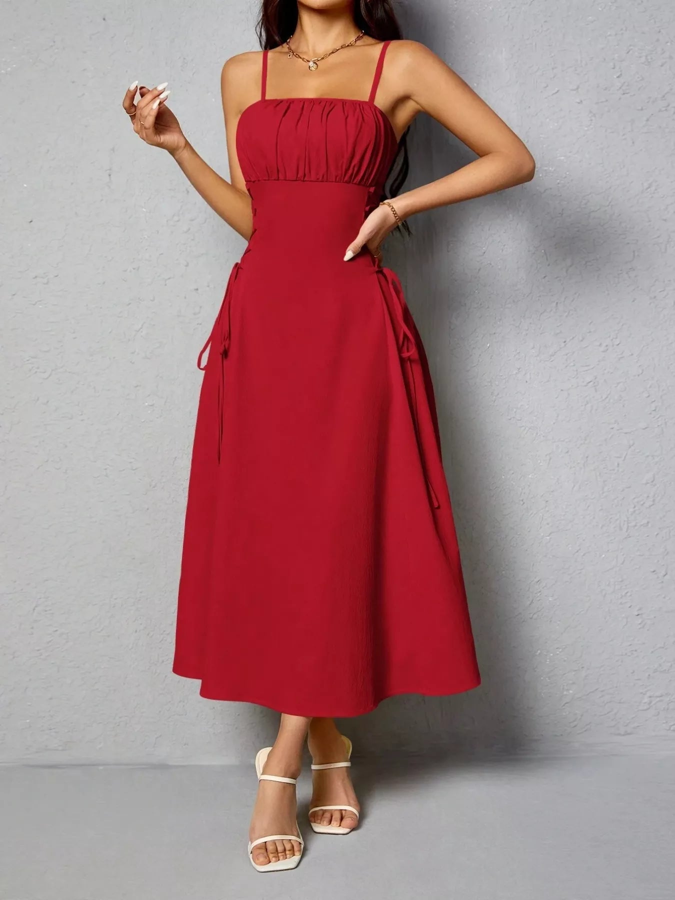 Lace-Up Side A-Line Cami Dress