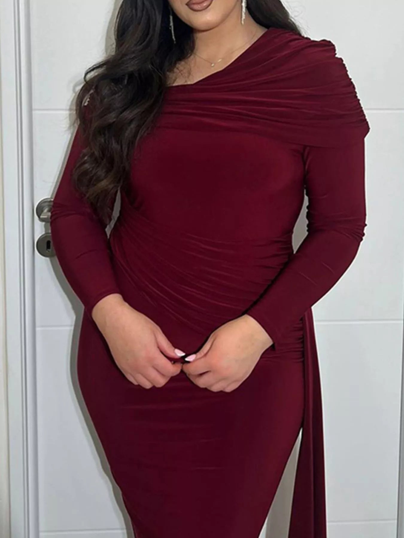 One-Shoulder Ruched Maxi Dress