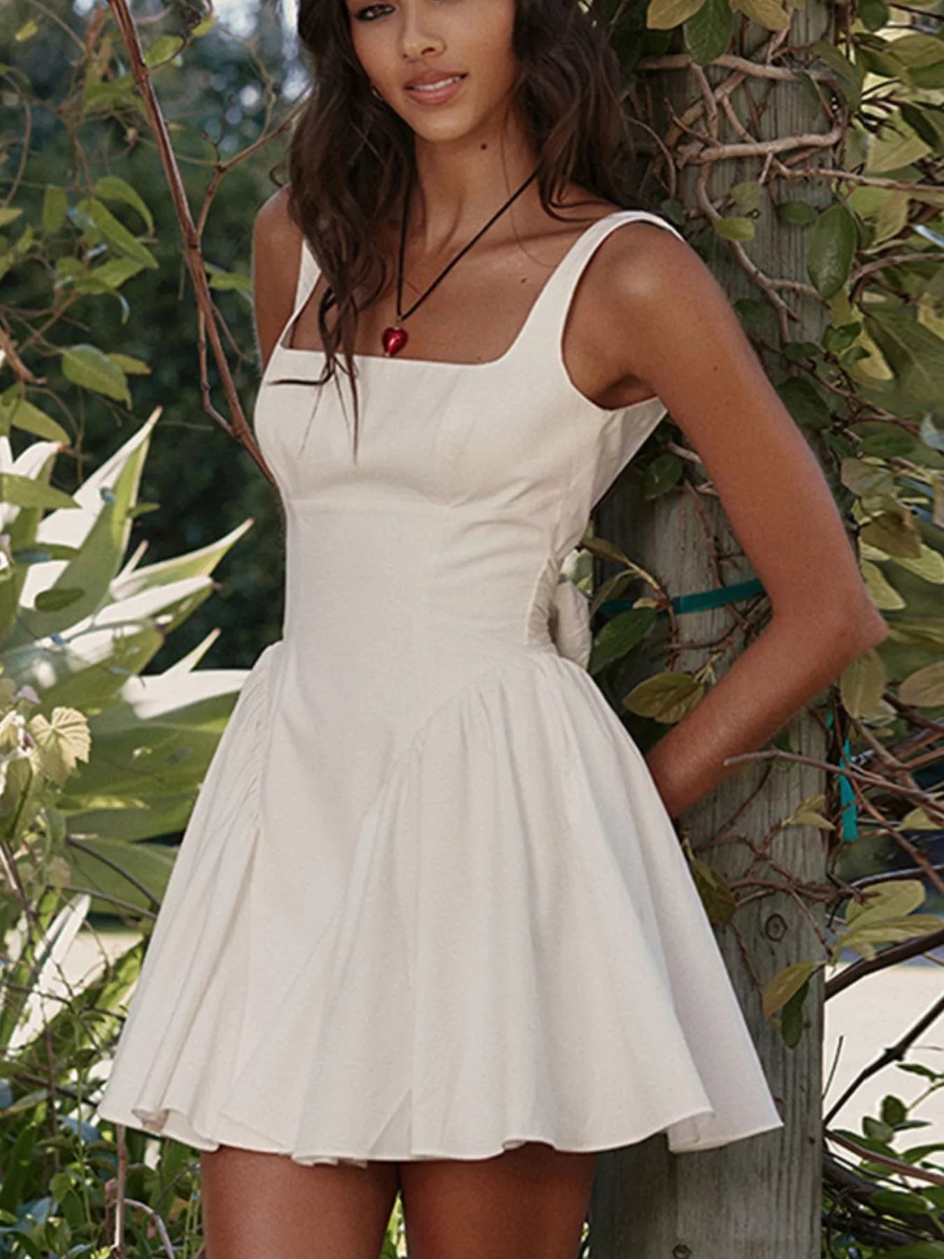Backless Square Neck Mini Dress