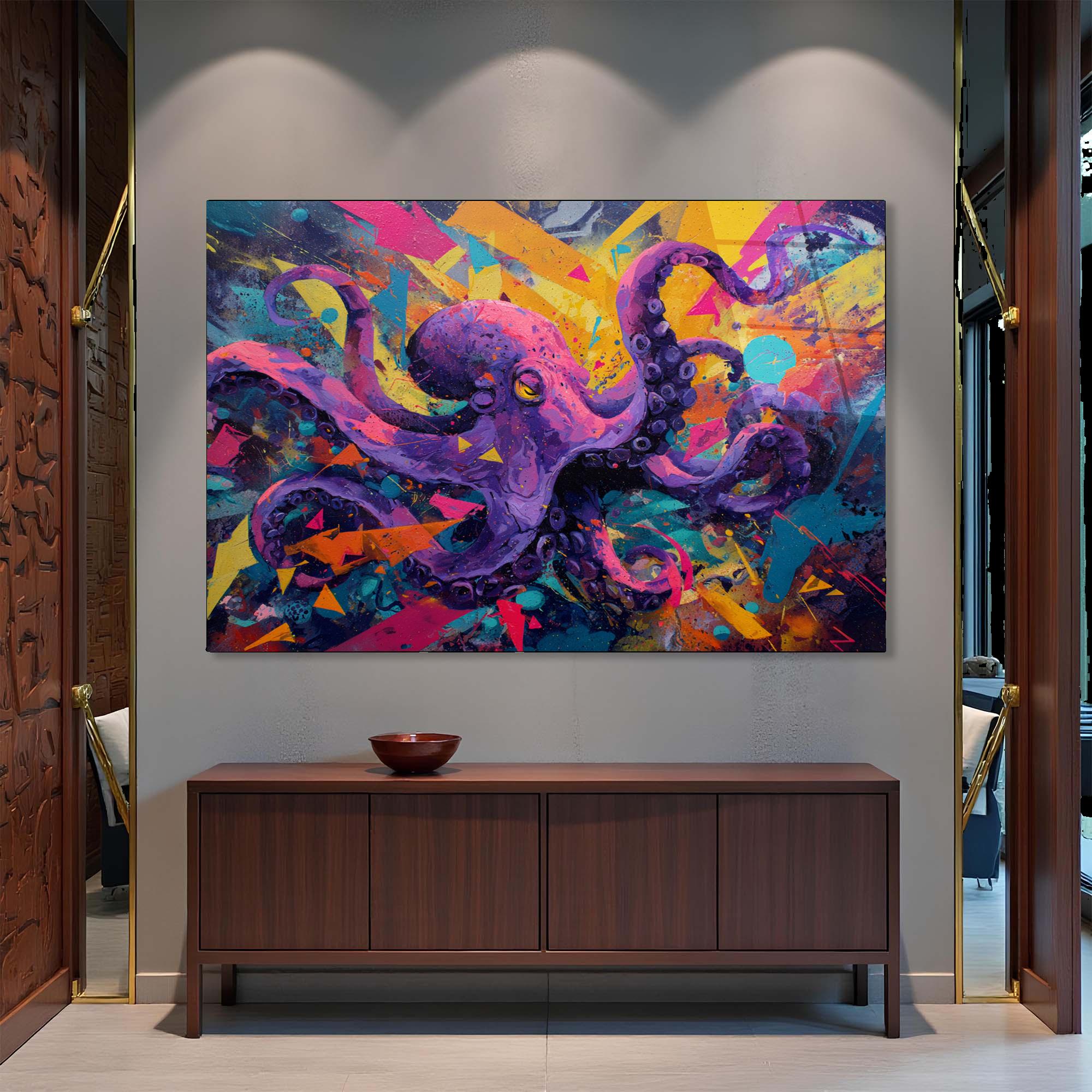 Abstract Octopus Art | Tempered Glass Wall Decor