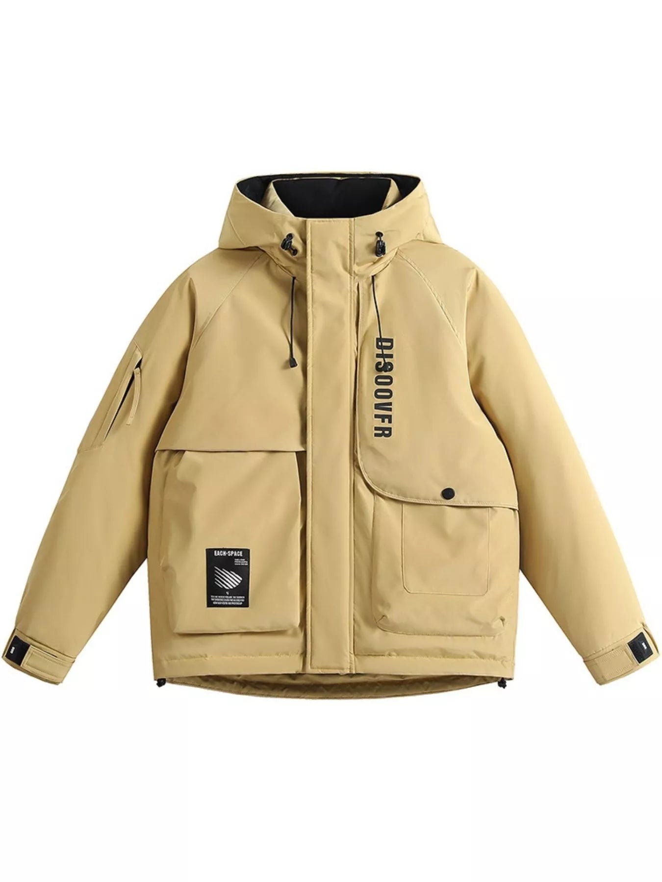 Men's Plus Size Adjustable Hooded Parka Jacket with Multiple Pockets