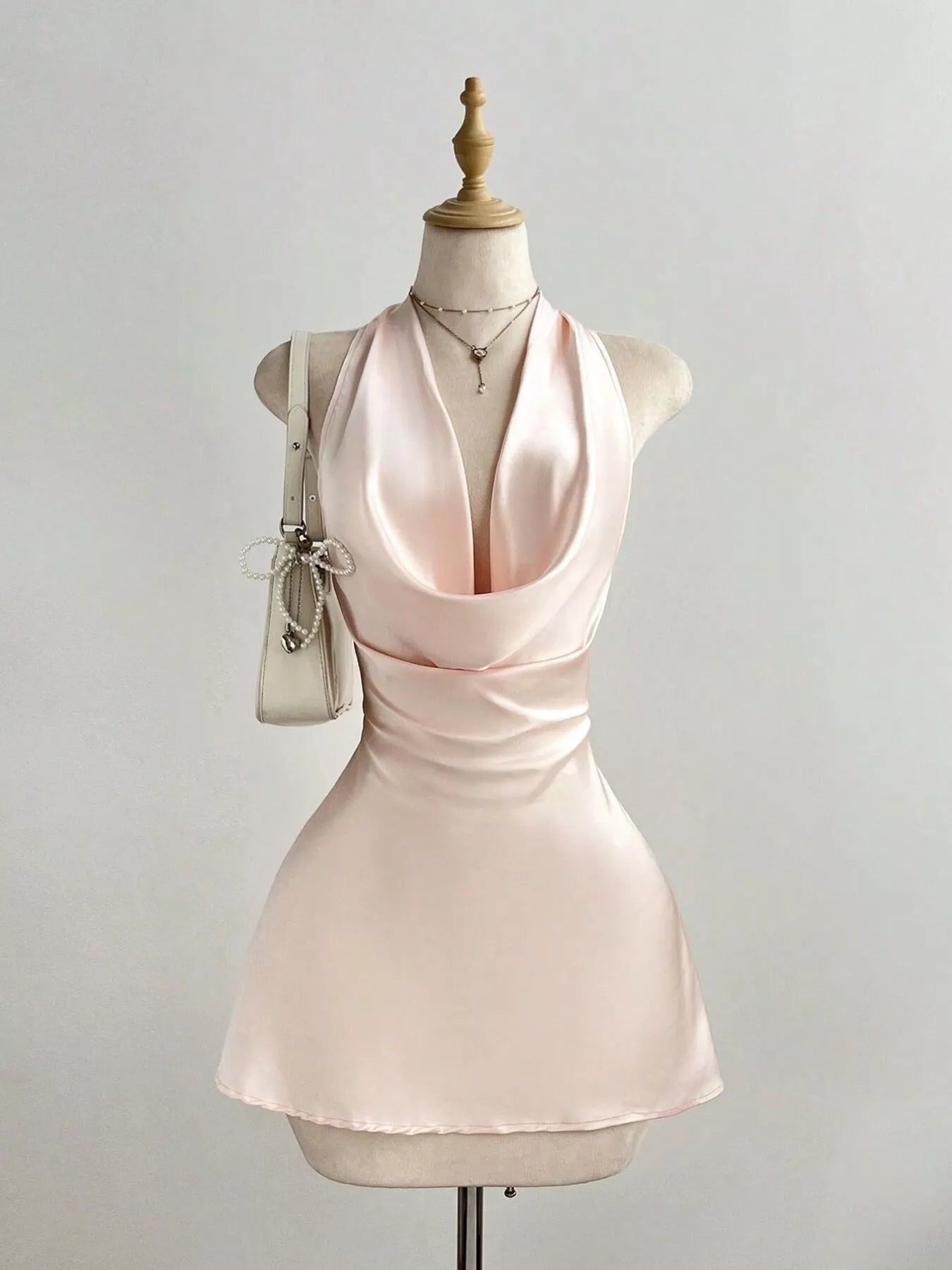 Satin Backless Halter Neck Dress