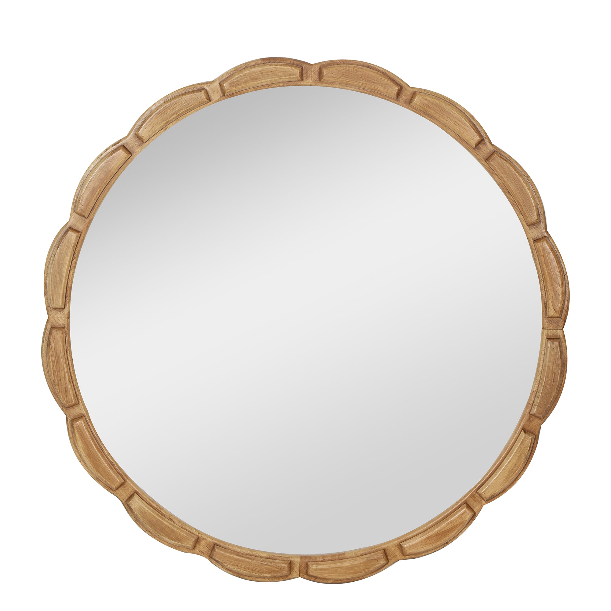 Round Solid Wood Wall Mirror - 31.5" Rustic Farmhouse