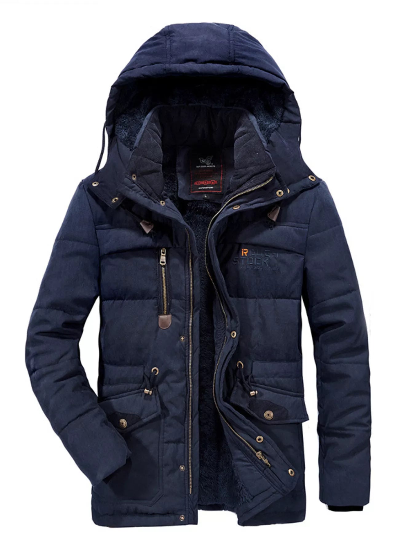 Men's Plus Size Hooded Zip Up Parka Coat