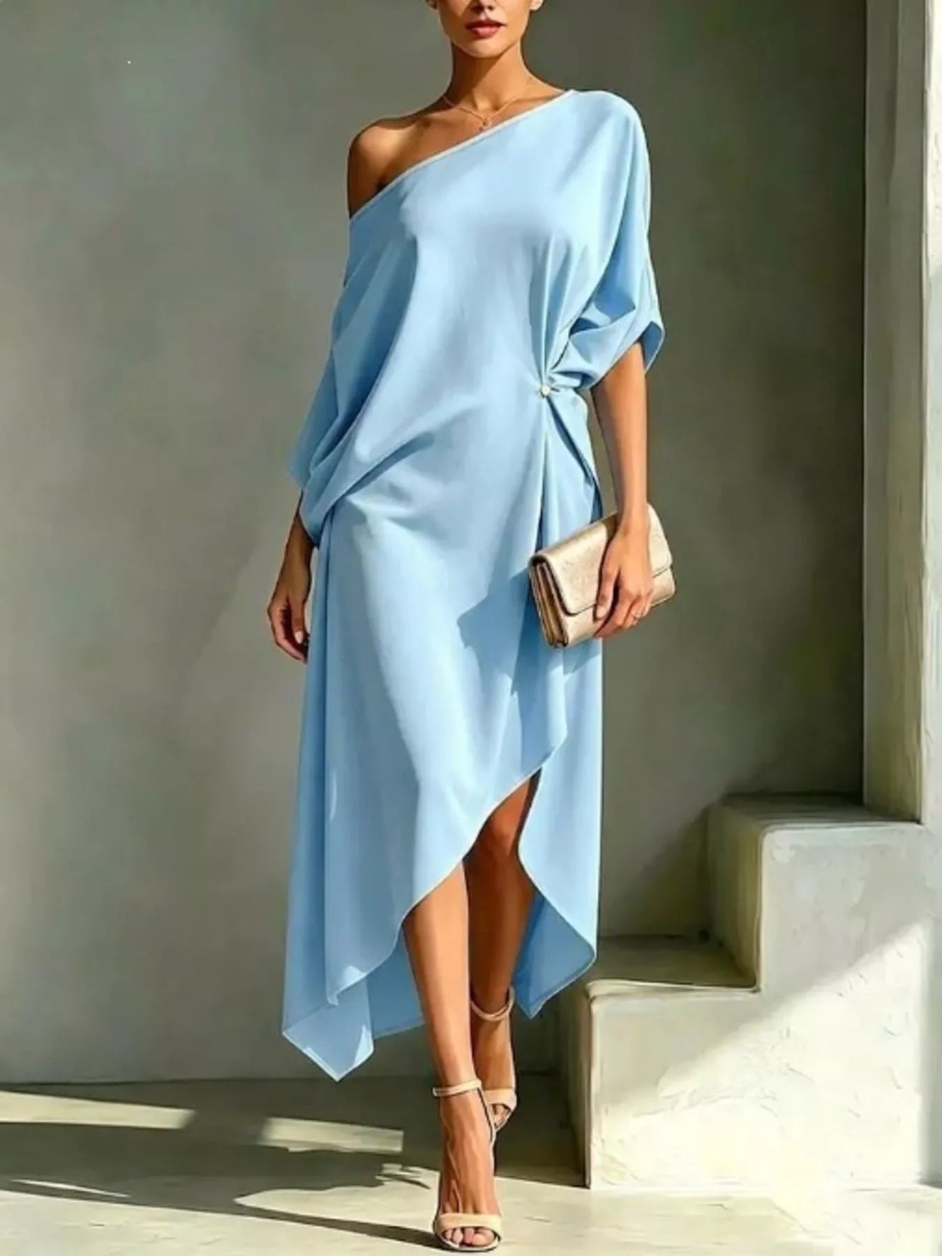 Full Size Asymmetrical One-Shoulder Drape Dress Plus Size