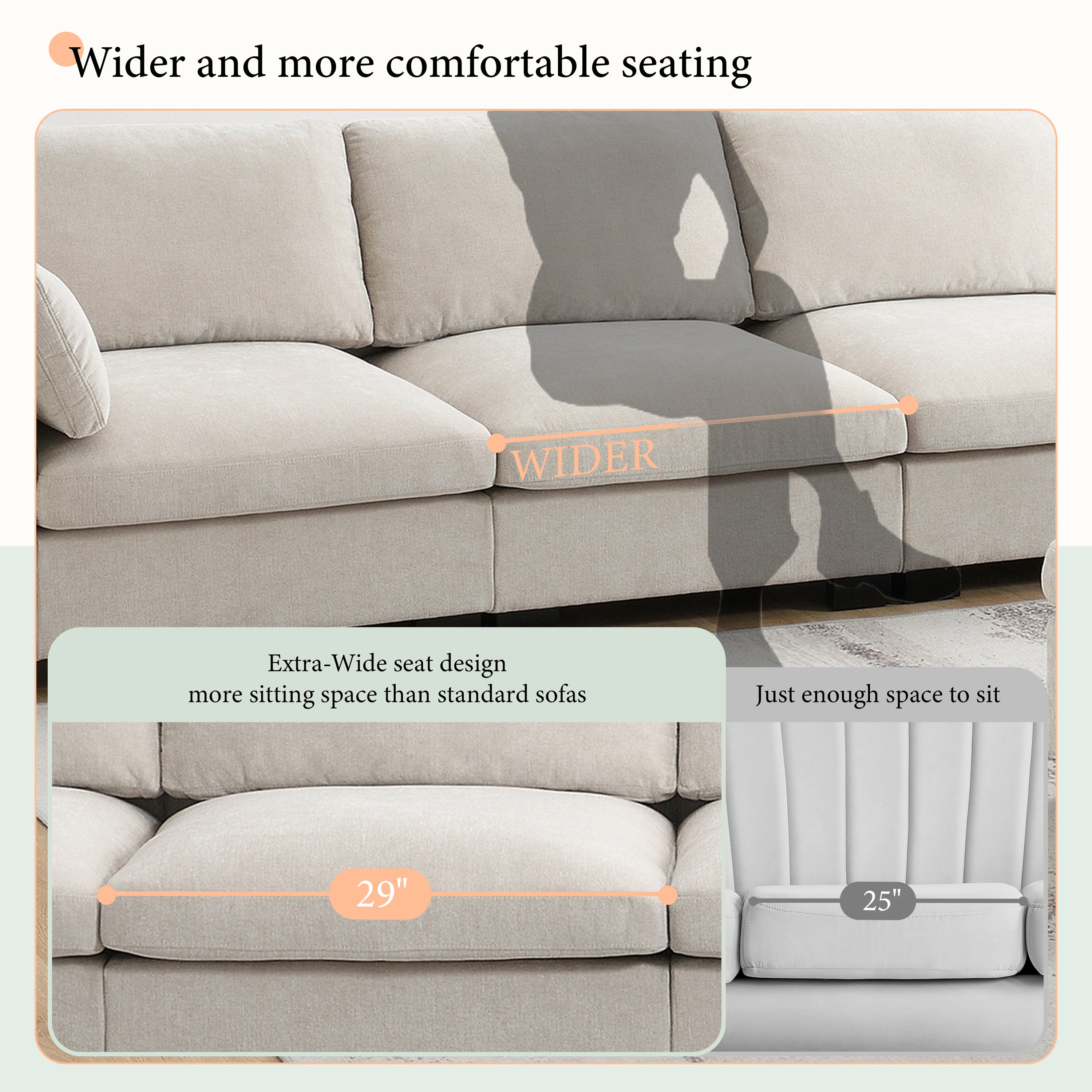 130" Modular Sectional Sofa with Folding Table and Charging Ports