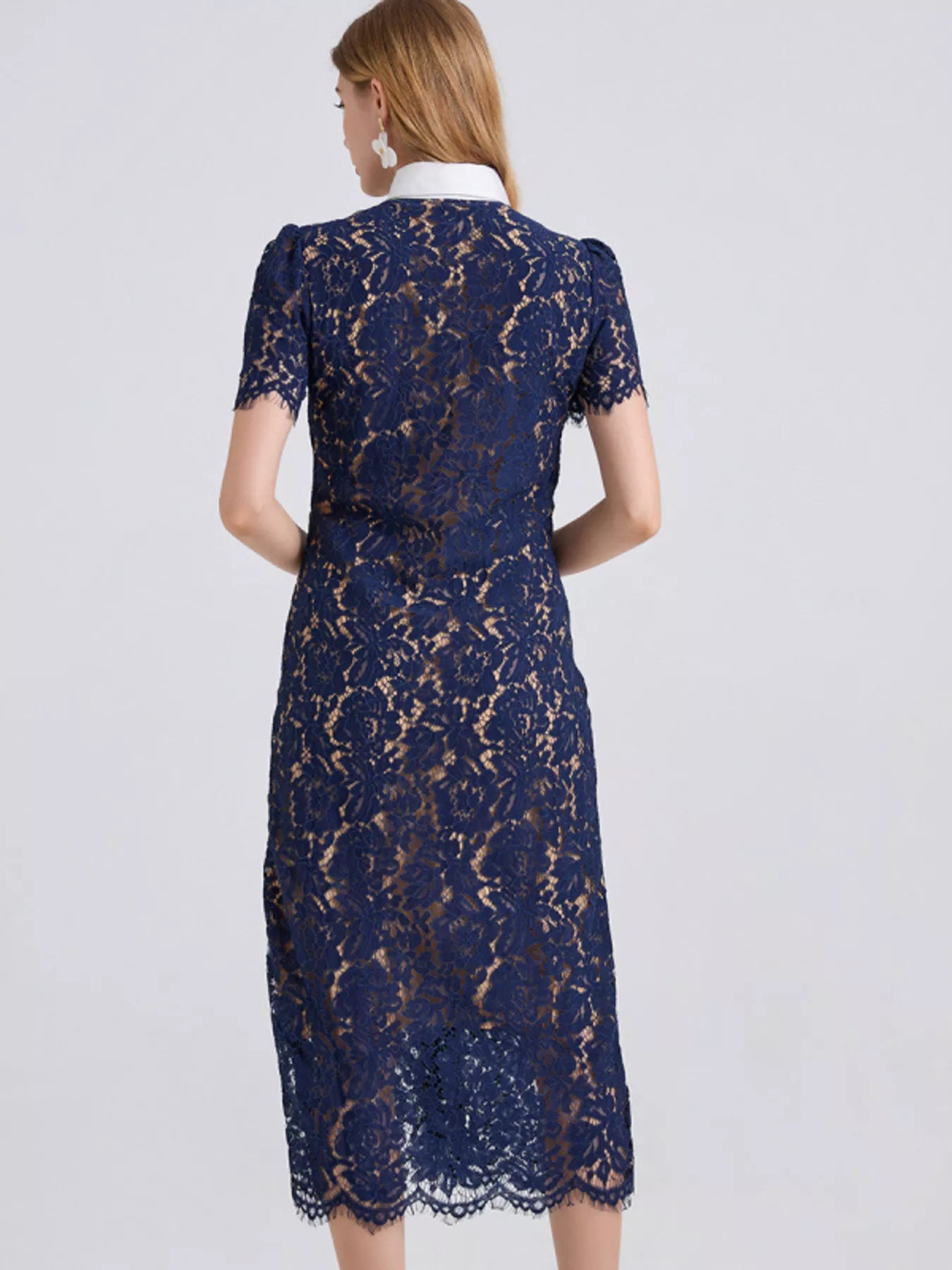 Lace Button-Down Midi Dress