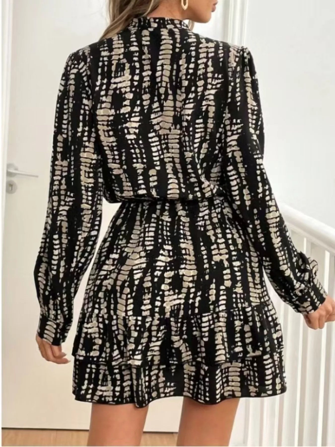 Ruffled Hem Long Sleeve Mini Dress