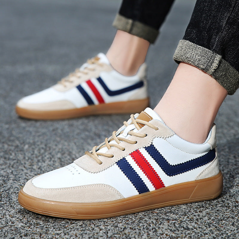 Mens Leather Sneakers With Built-In Height-Boosting Insoles And Tendon-Style Rubber Soles