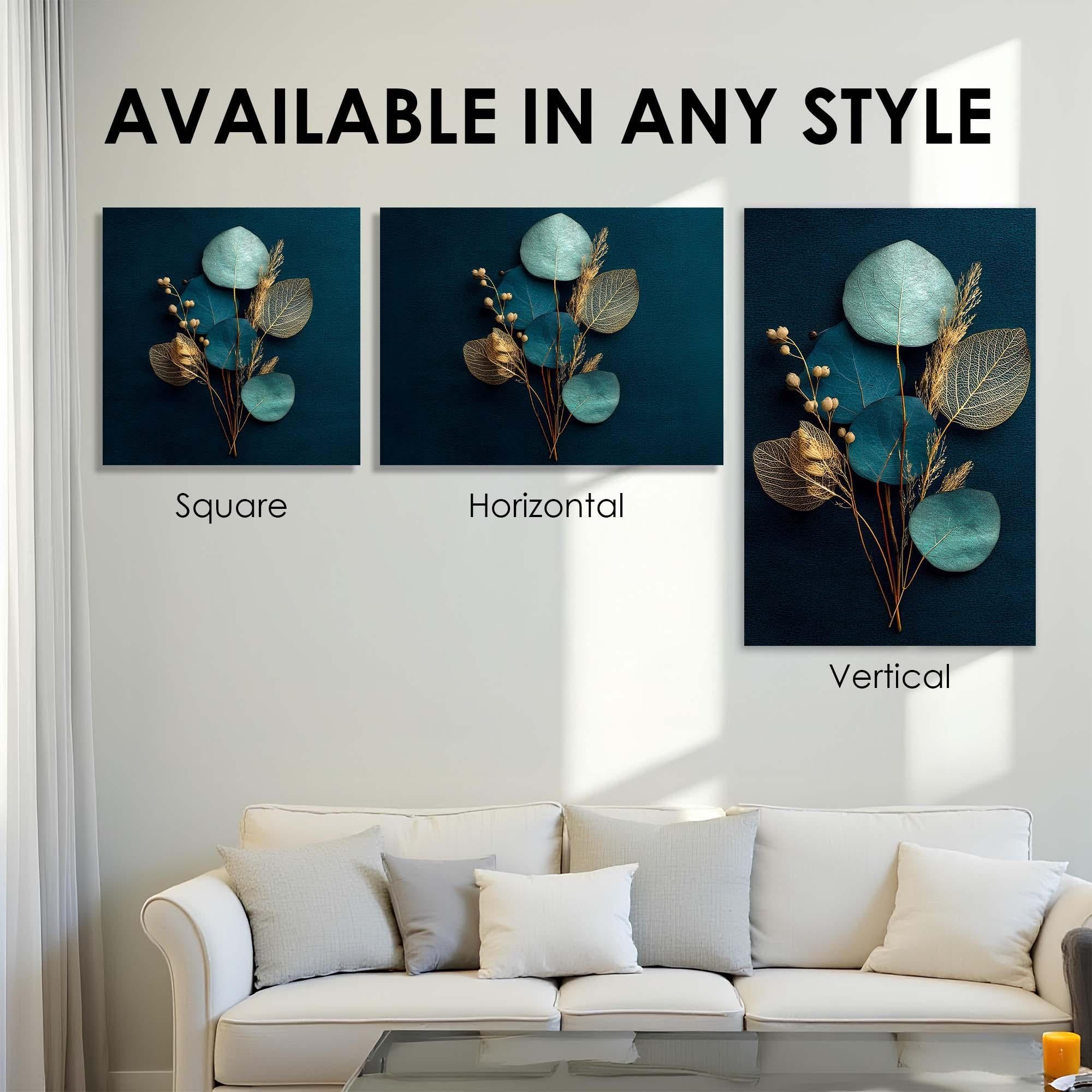 Teal & Gold Botanical Wall Art | Minimalist Tempered Glass Decor | Modern Nature Print
