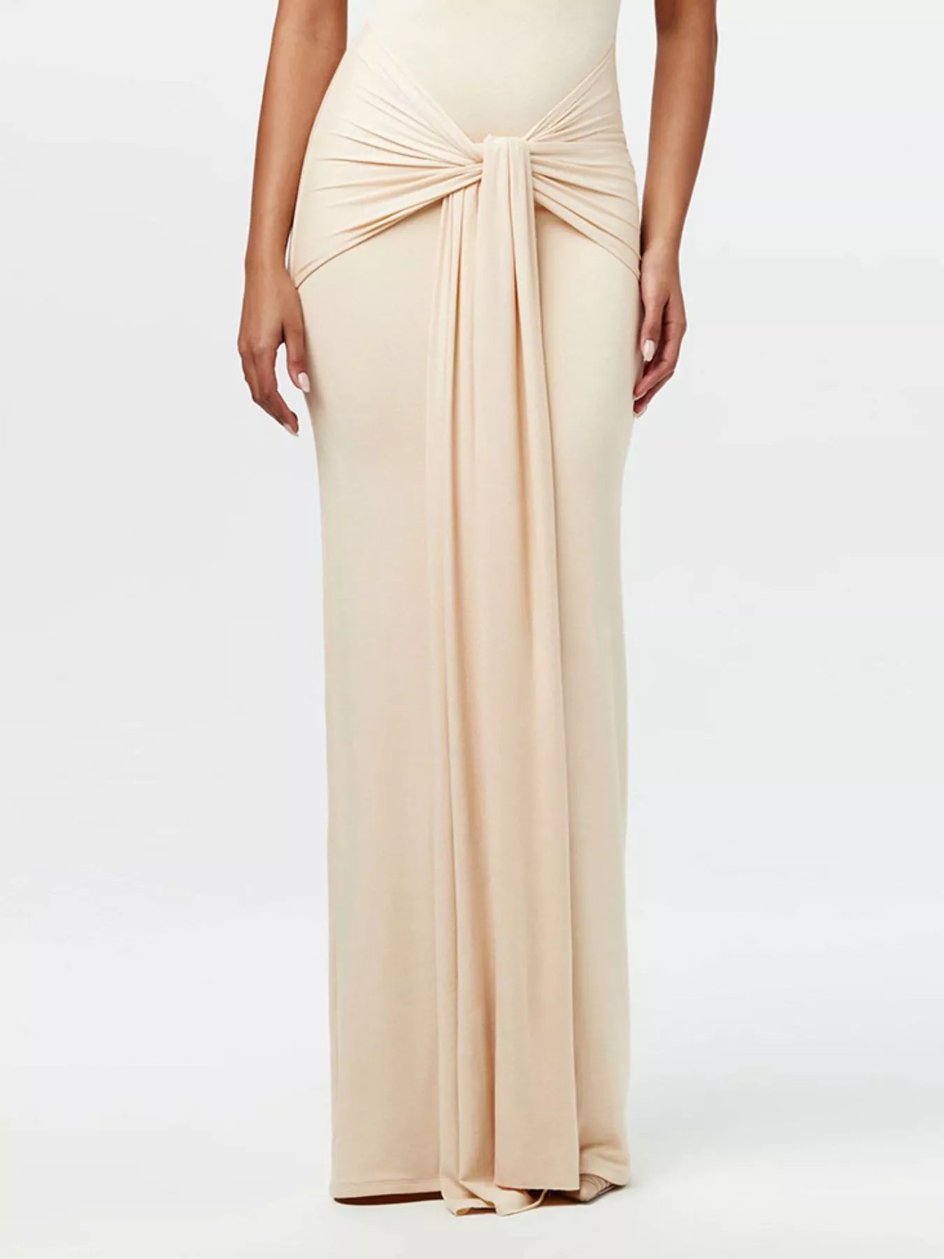Sleeveless Mock Neck Knot Front Maxi Dress