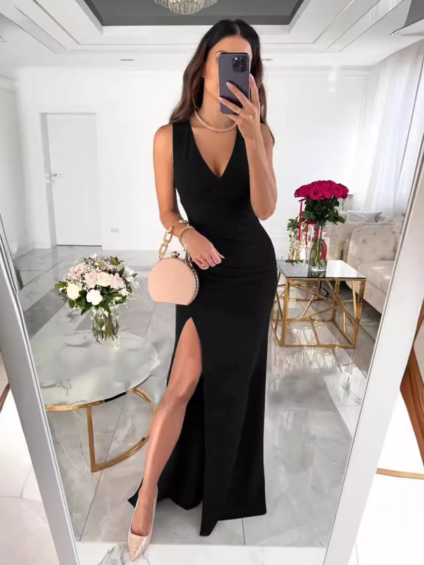 Sleeveless High Slit Maxi Dress