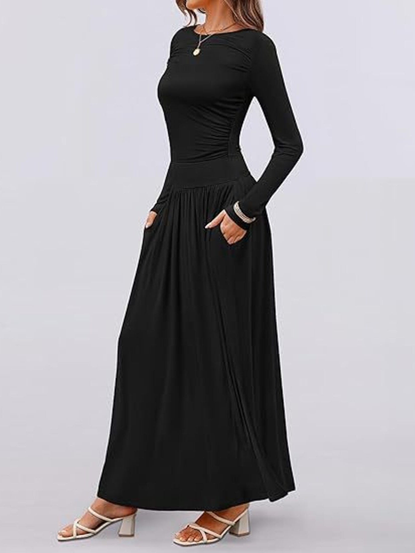 Long Sleeve Maxi Dress with Pockets