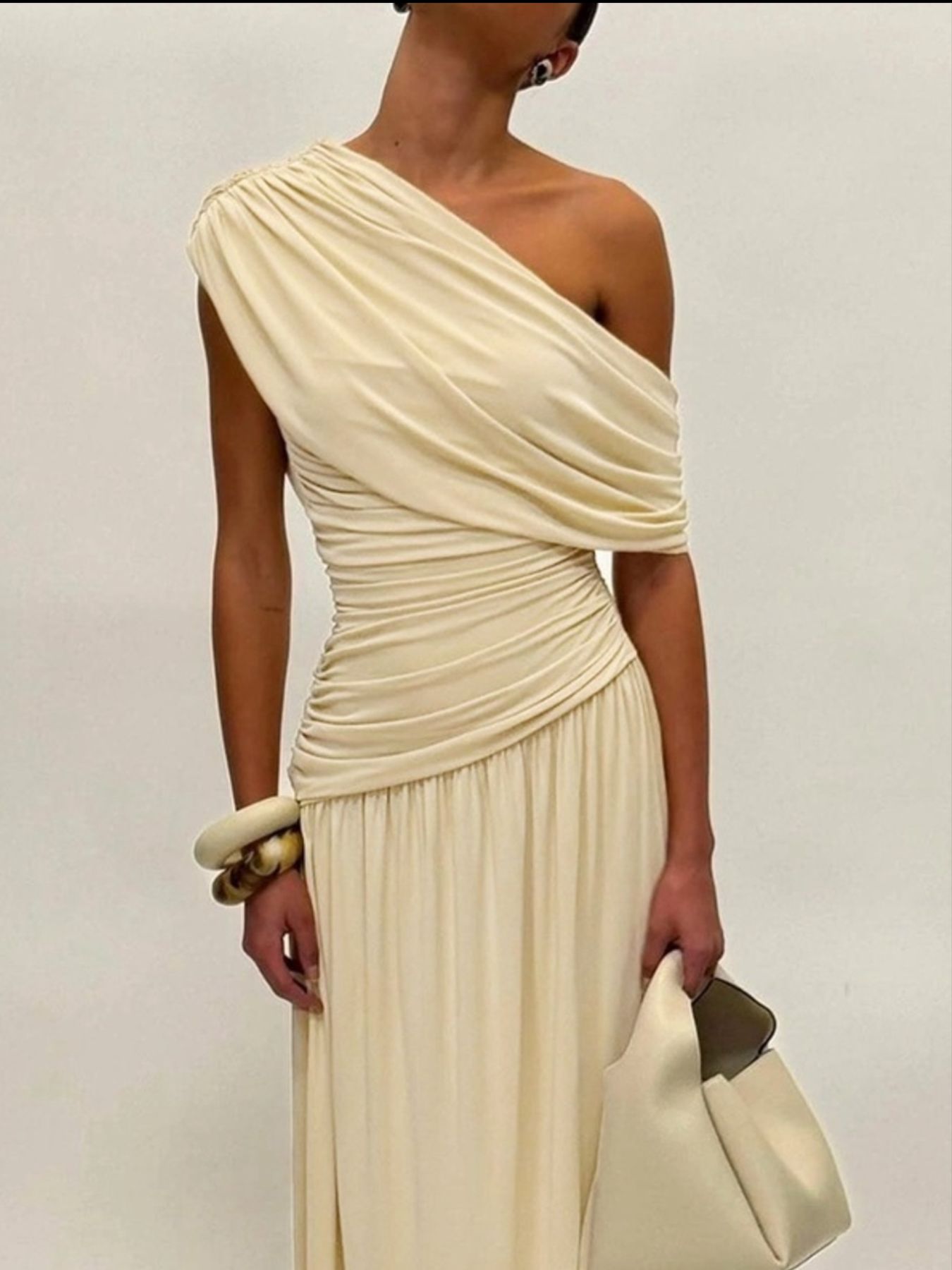 One-Shoulder Ruched Maxi Dress