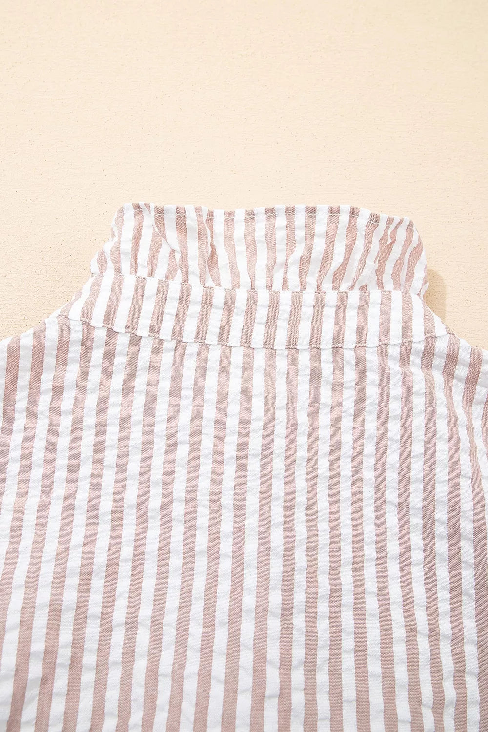 Stripe Frilled Collar Half Sleeve Shirt Dress
