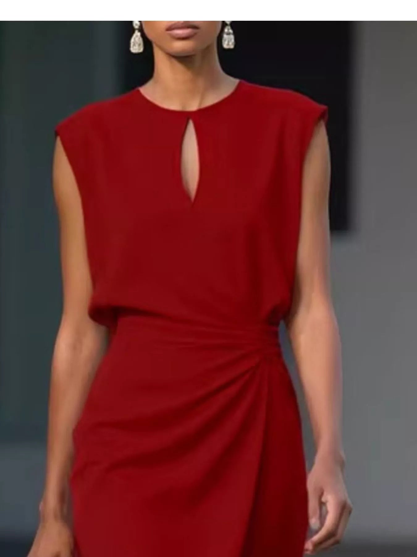 Ruched Waist Sleeveless Dress