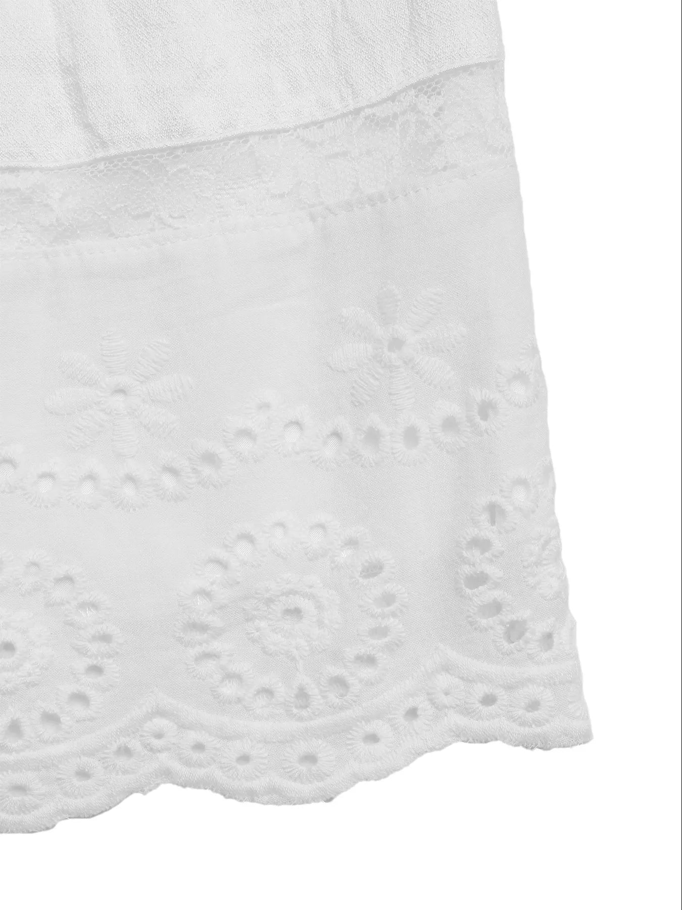 Smocked Tube Eyelet Hem Mini Dress