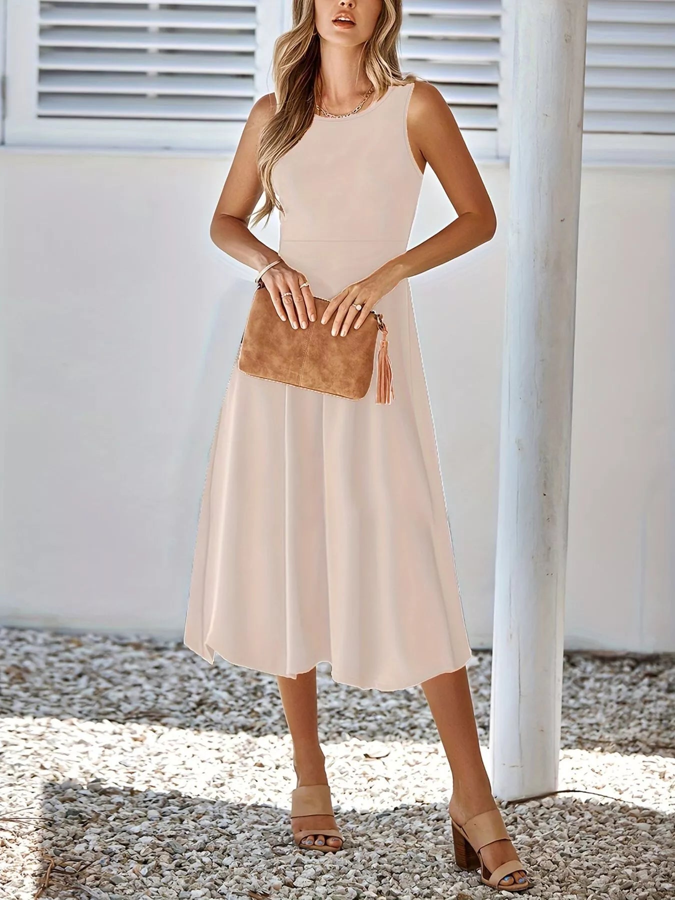 Sleeveless A-Line Midi Dress