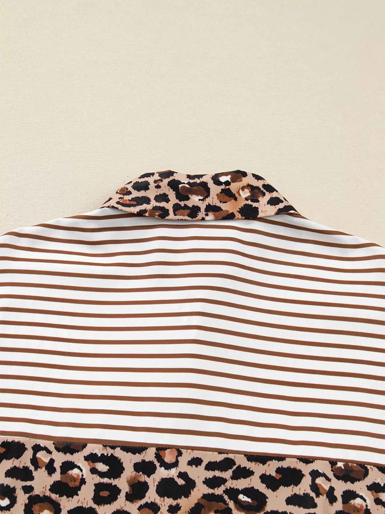 Striped Leopard Print Button Up Shirt Dress