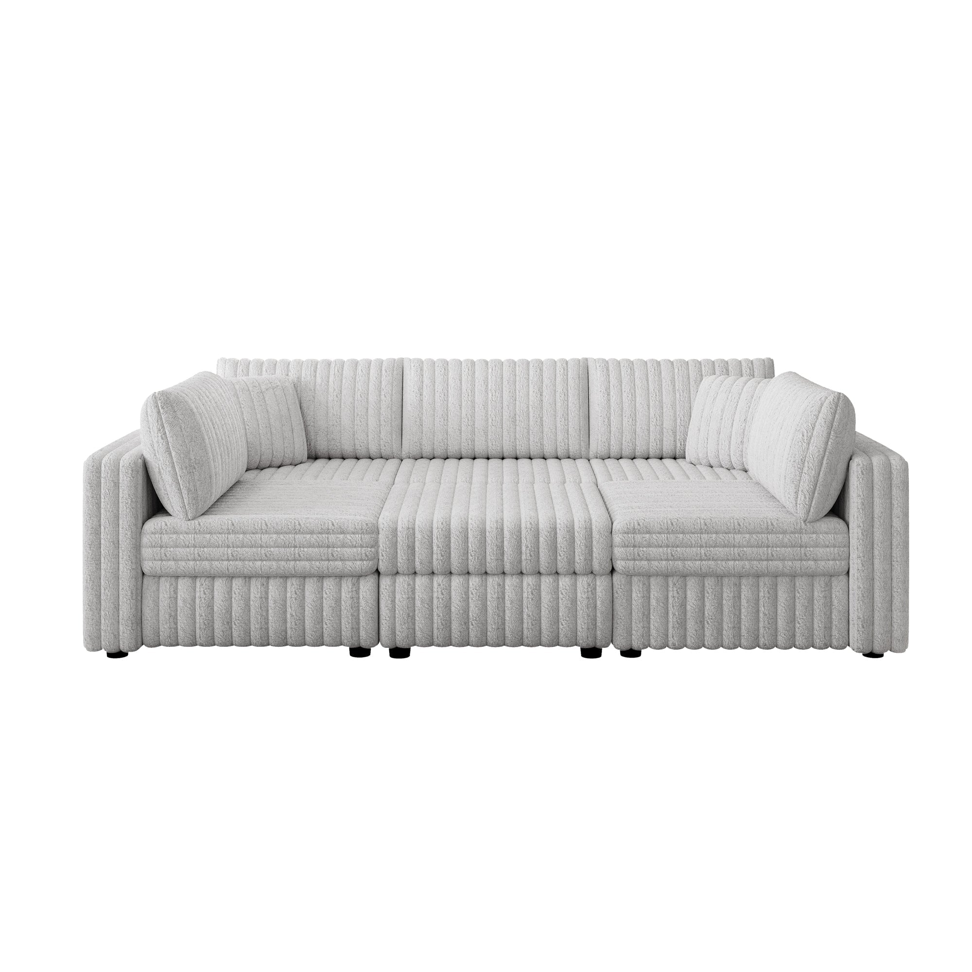 106.3" Soft U-Shaped 6-Person Sofa with Ottoman - Light Gray