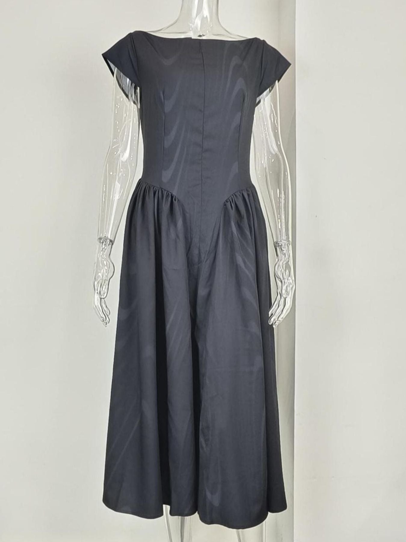 Full Size Cap Sleeve A-Line Midi Dress Plus Size