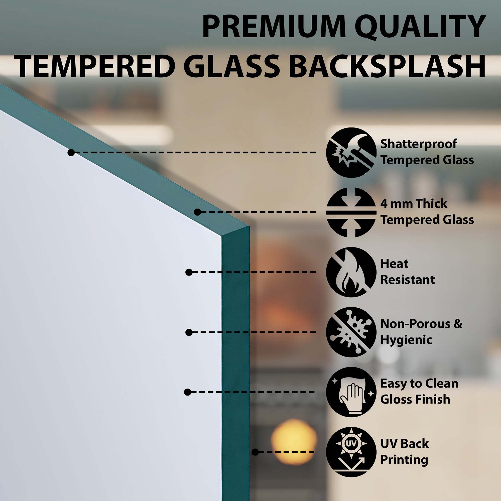 Baker – Tempered Glass Backsplash for Kitchen Stove | Baking Scene in Copper Look
