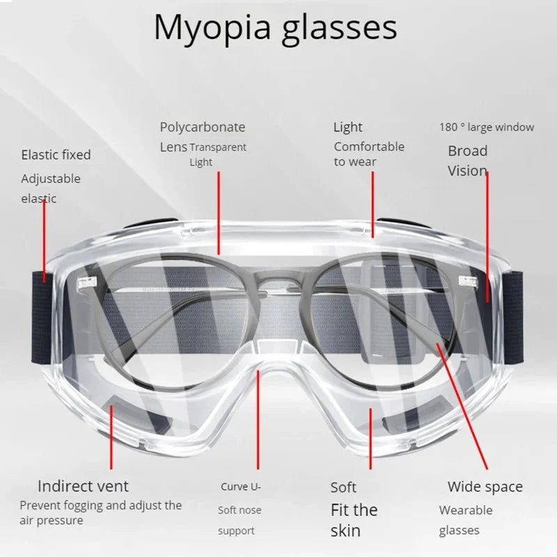Anti Fog Safety Glasses Anti-splash Dust Sand Goggles Riding Skiing Sports Glasses Clear Adjustable